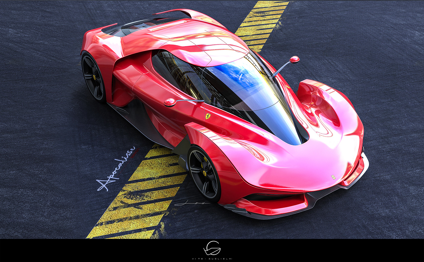 Ferrari，Sports car，gules，Render，