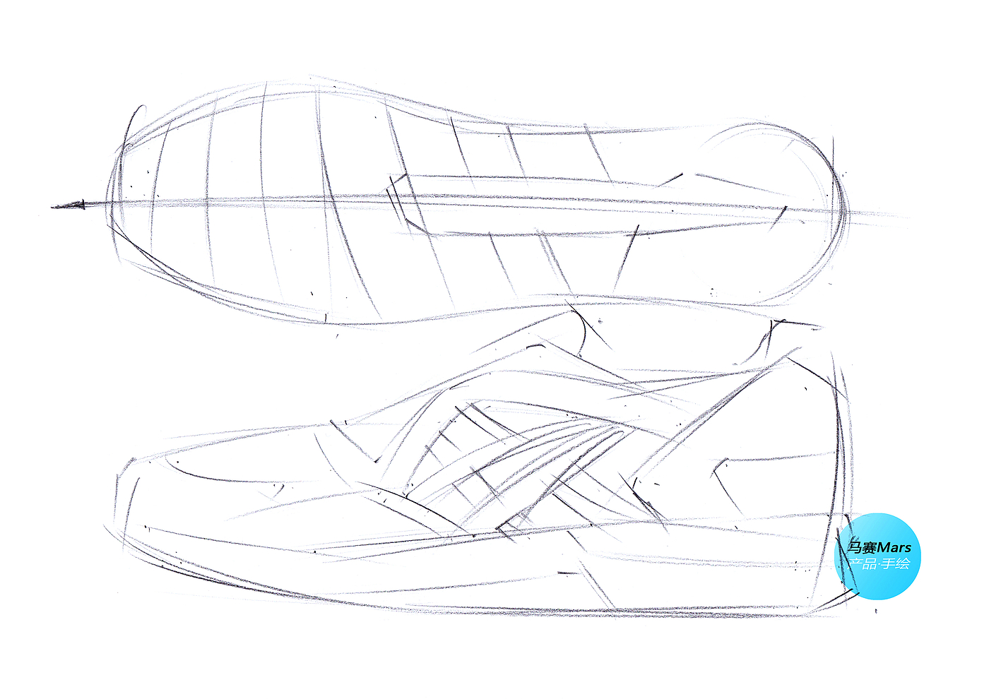 Hand drawn products，Hand drawn shoes，Hand drawn step diagram of product，Hand drawn renderings，Hand drawn renderings of industrial design，