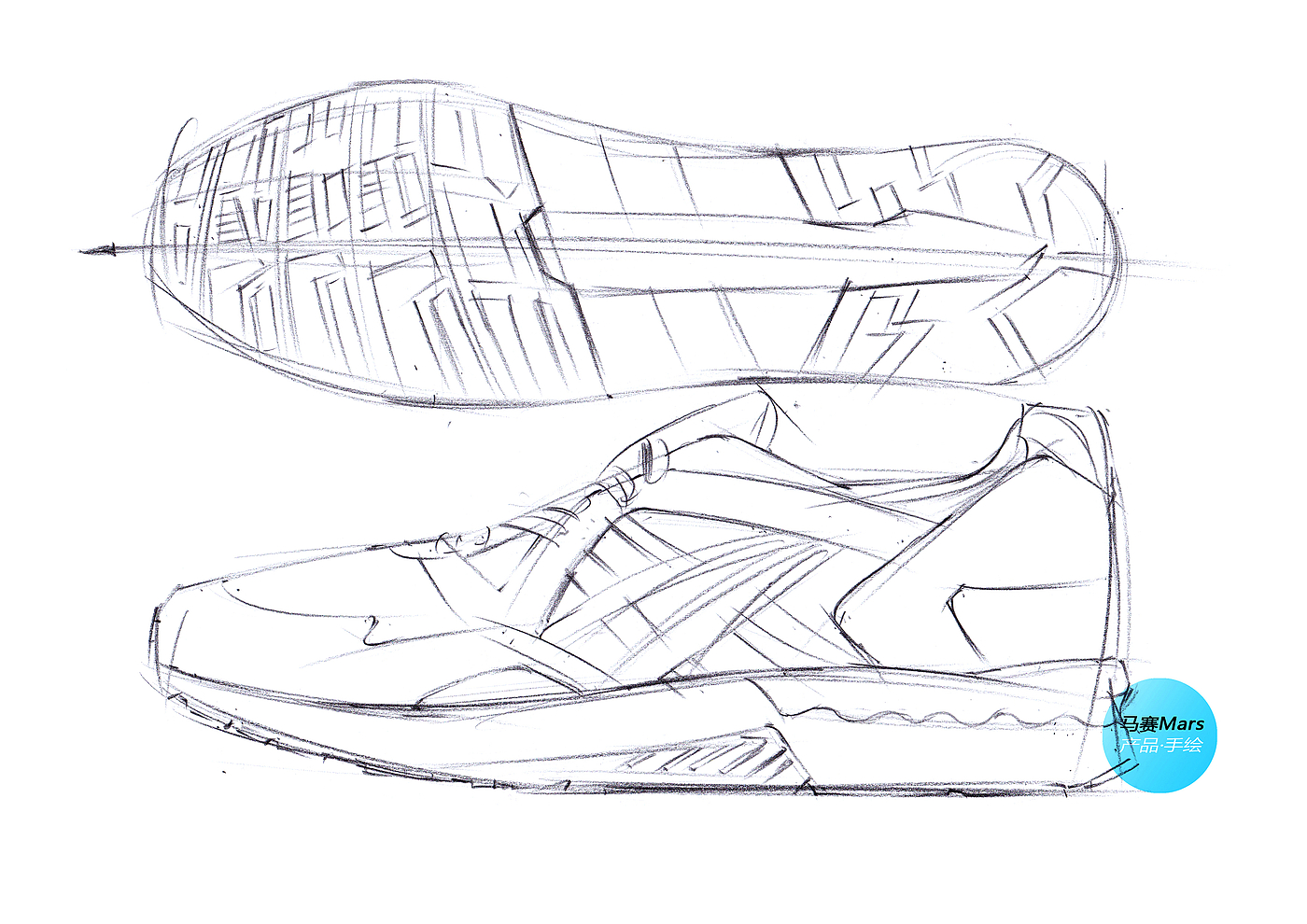 Hand drawn products，Hand drawn shoes，Hand drawn step diagram of product，Hand drawn renderings，Hand drawn renderings of industrial design，