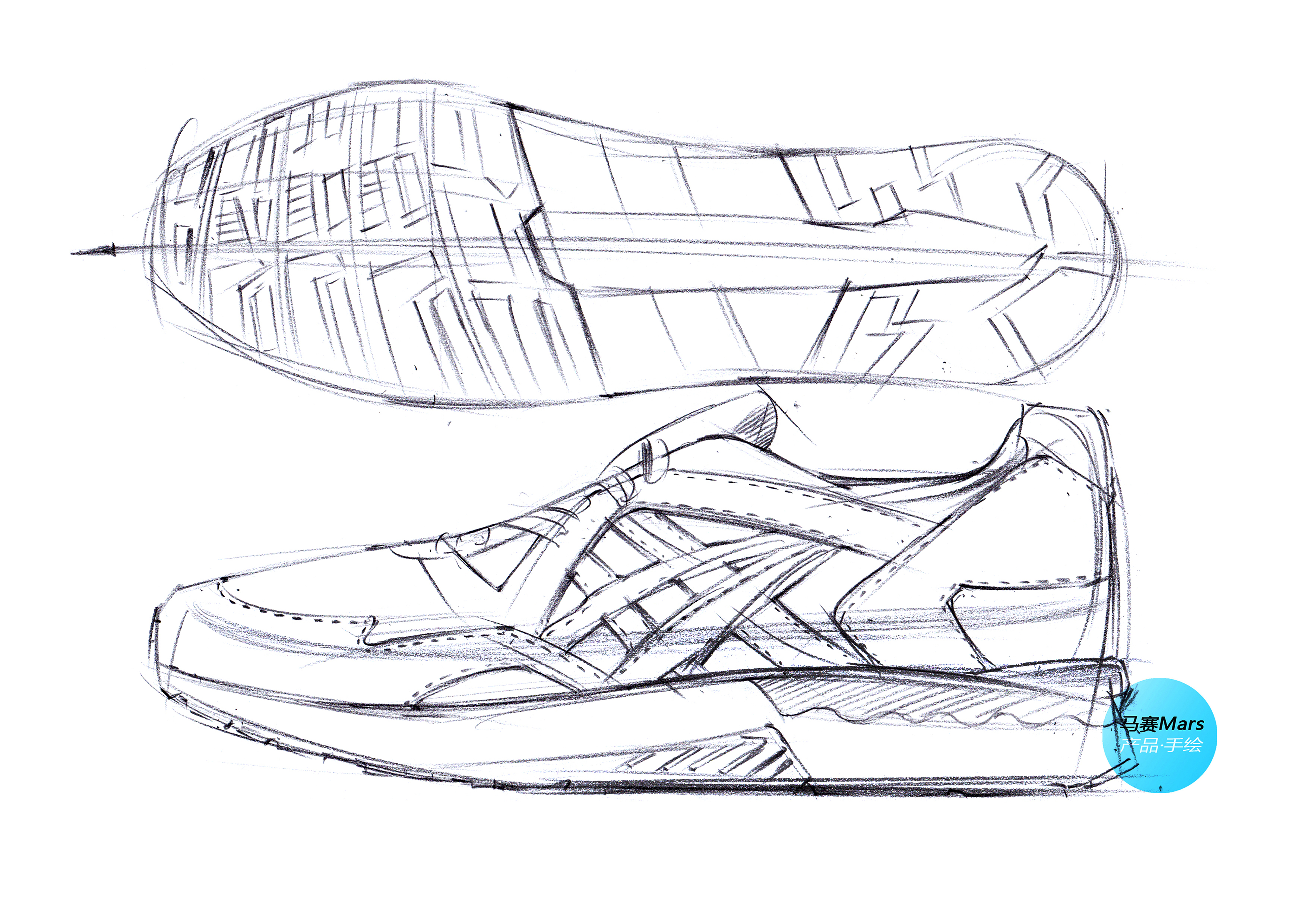 Hand drawn products，Hand drawn shoes，Hand drawn step diagram of product，Hand drawn renderings，Hand drawn renderings of industrial design，