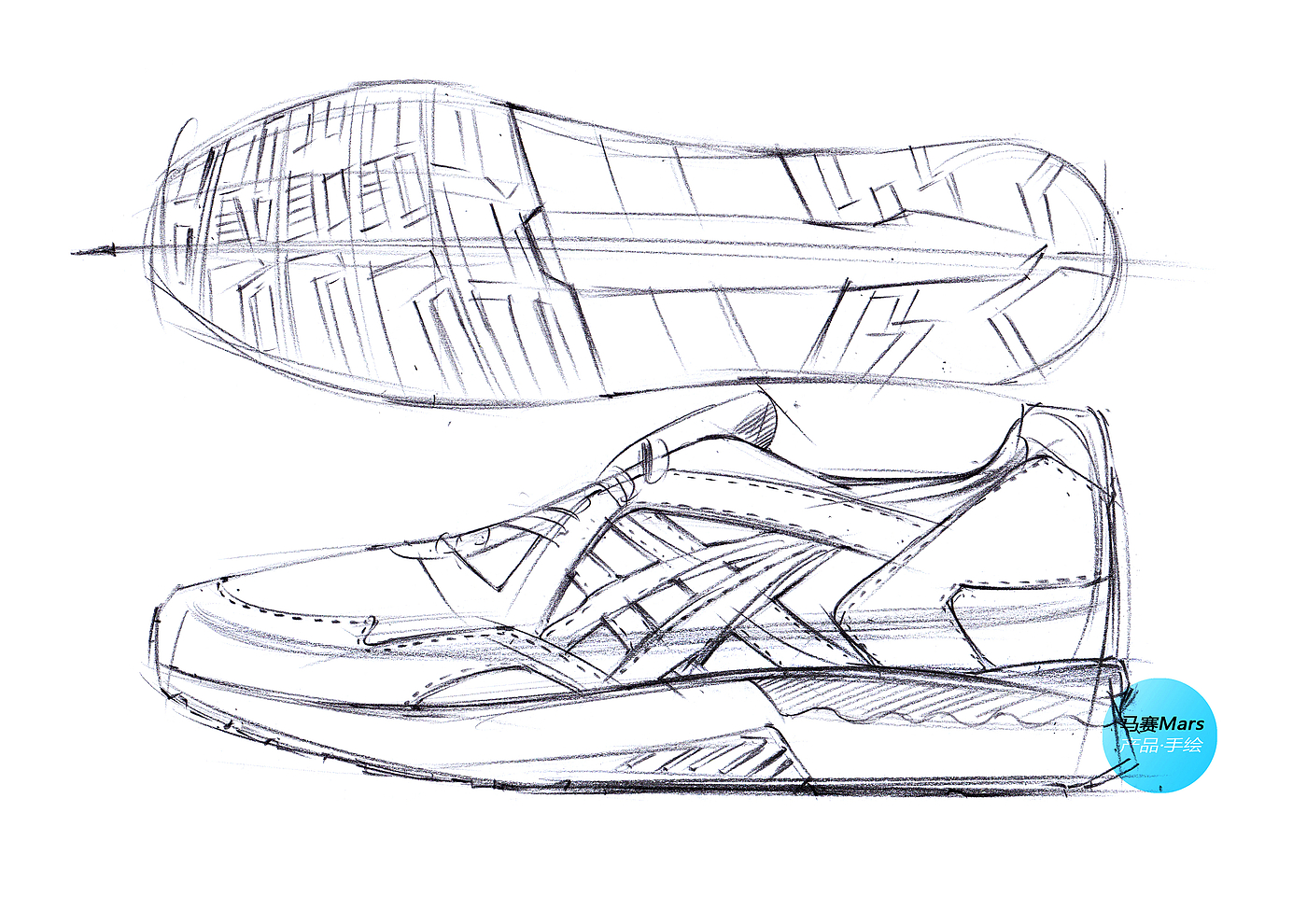 Hand drawn products，Hand drawn shoes，Hand drawn step diagram of product，Hand drawn renderings，Hand drawn renderings of industrial design，