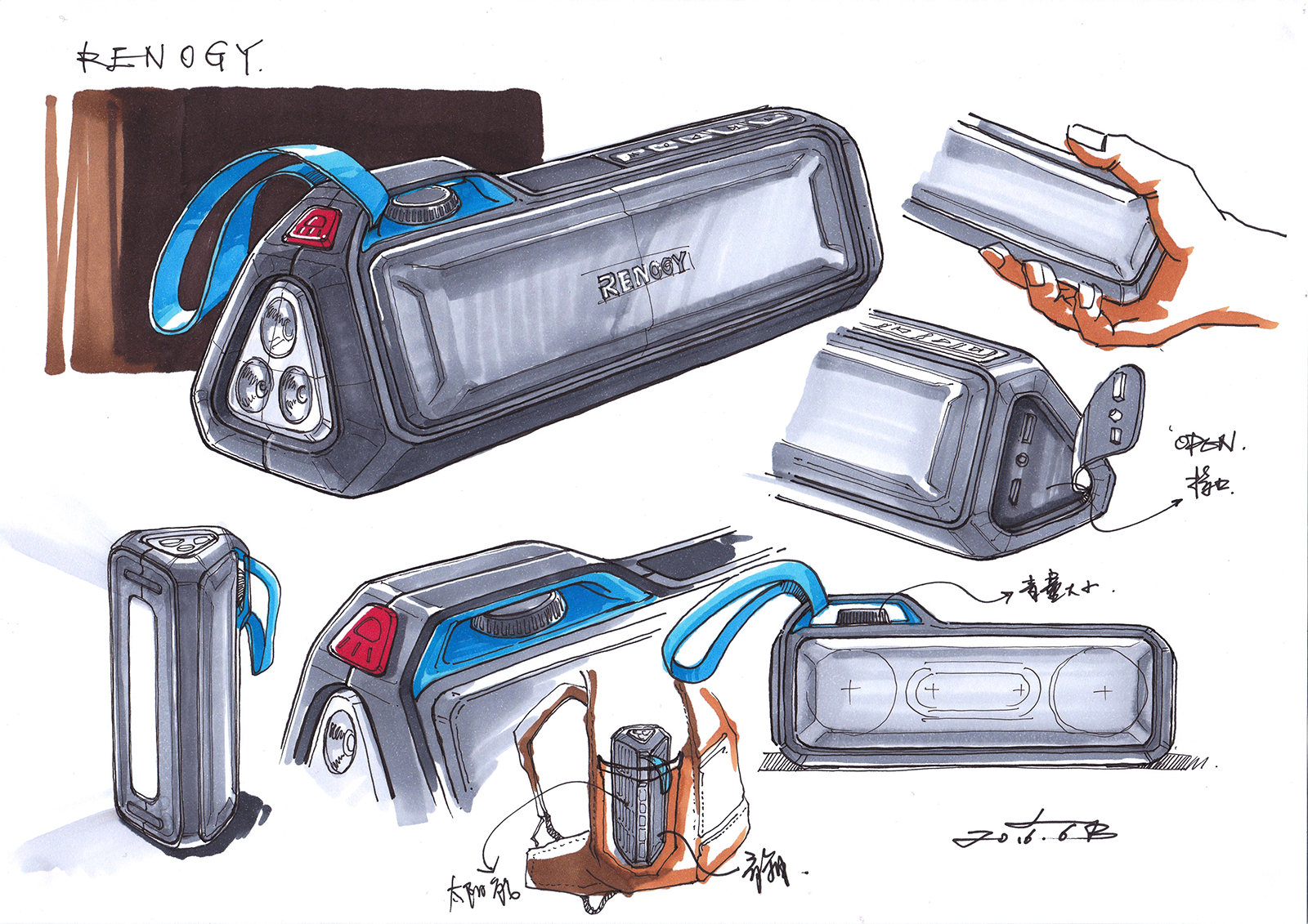 industrial design，sketch，Hand drawn，marker pen，