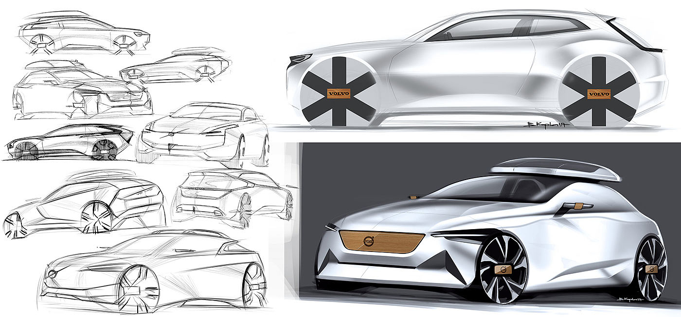 compact，Hand drawn，Volvo，Automobile design，