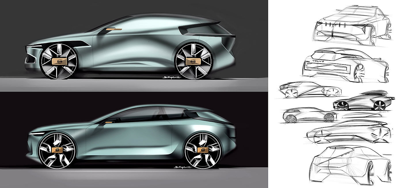 compact，Hand drawn，Volvo，Automobile design，