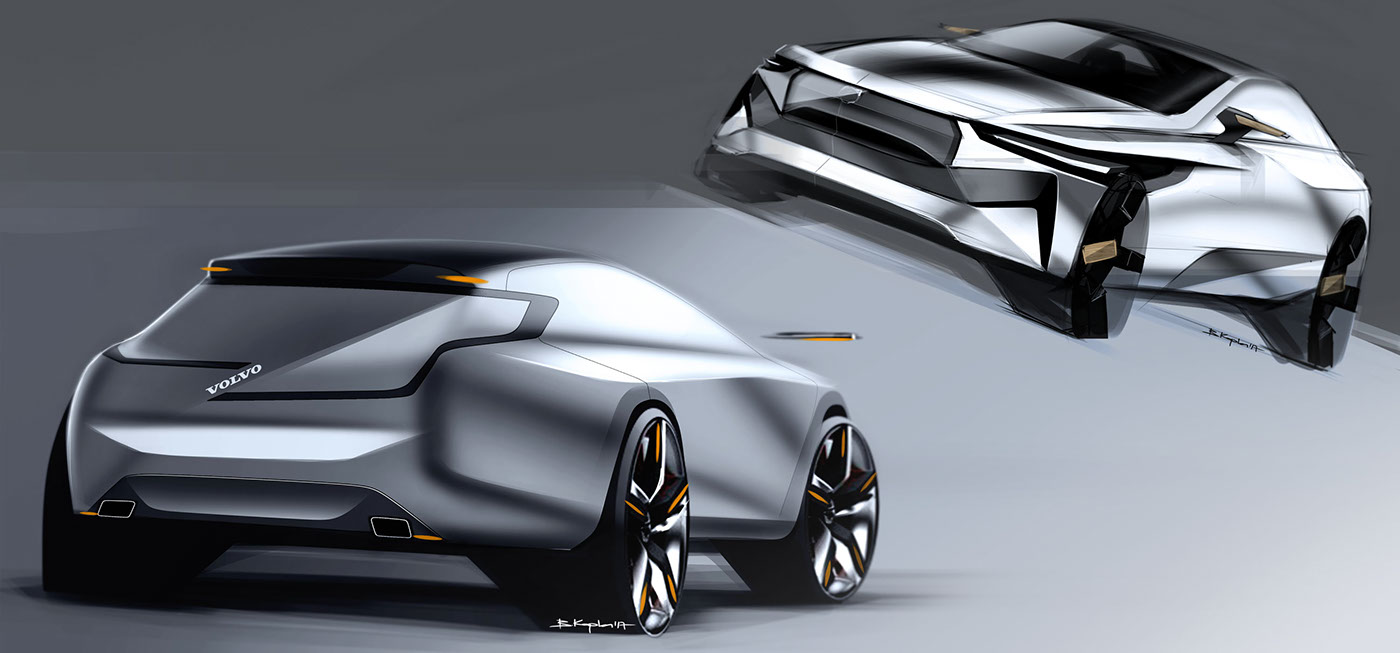 compact，Hand drawn，Volvo，Automobile design，
