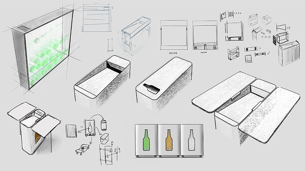Glass，Recycle bin，sustainable，Guangjing，Modern aesthetics，