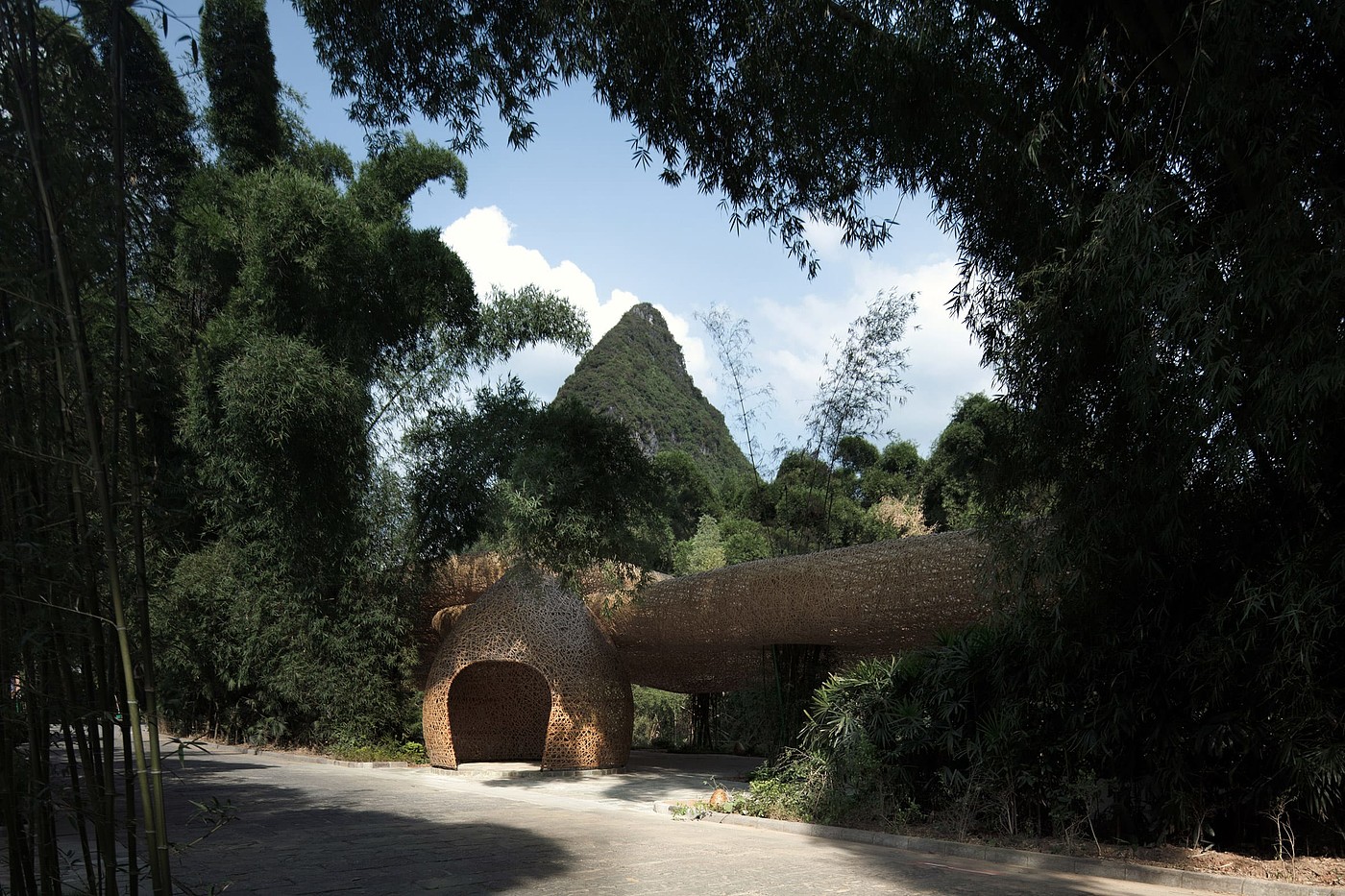 Bamboo shed，Pavilion，Bamboo，Light show，