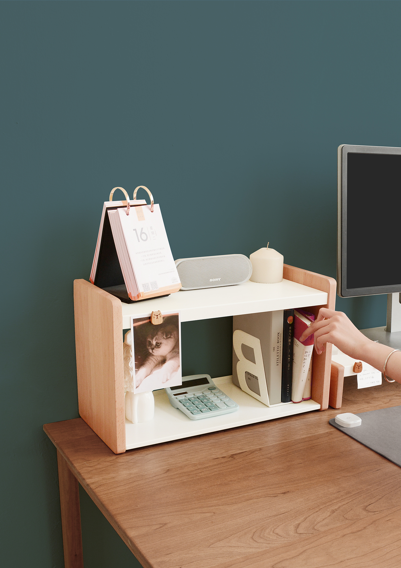 Desk bookcase，Table storage cabinet，