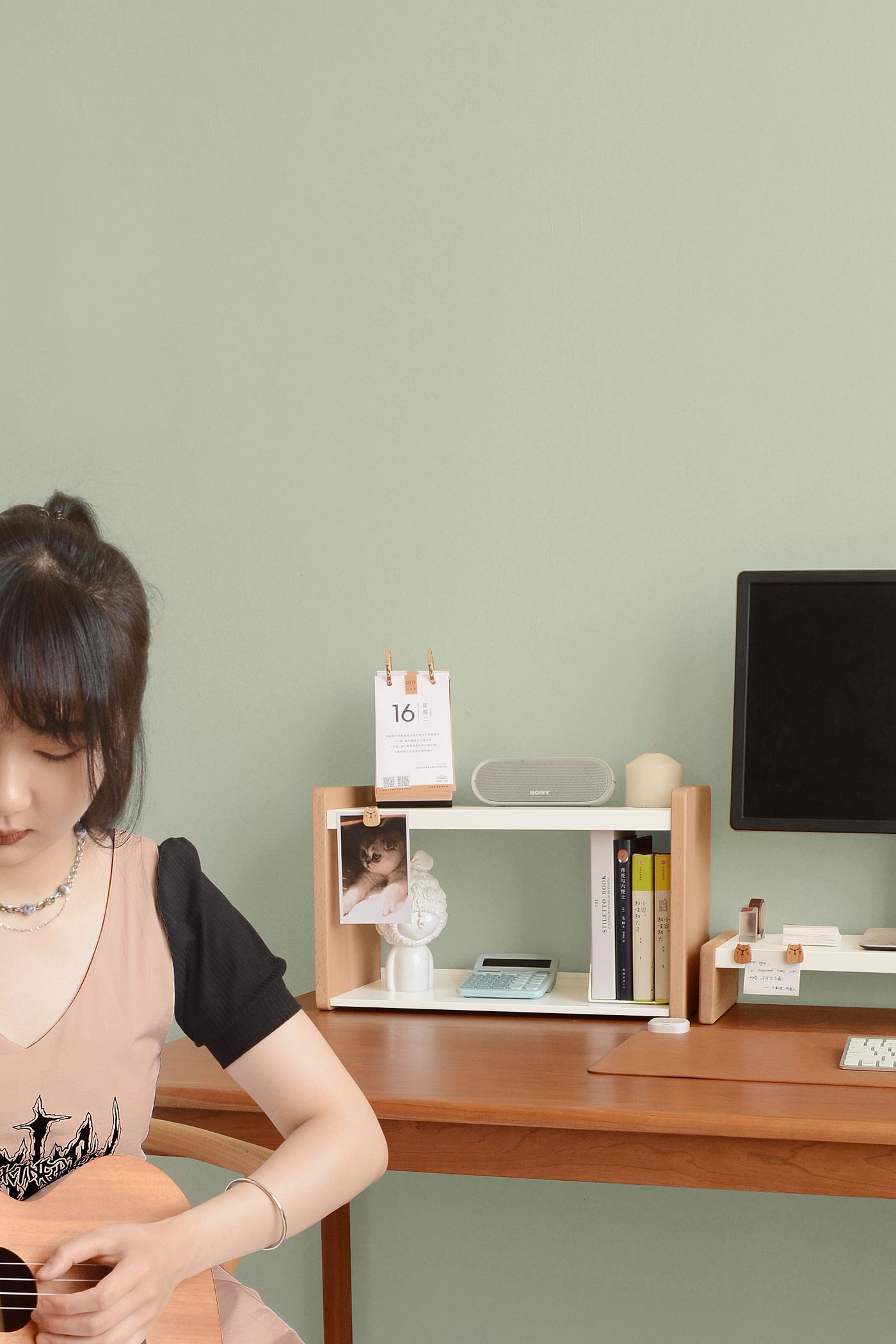 Desk bookcase，Table storage cabinet，