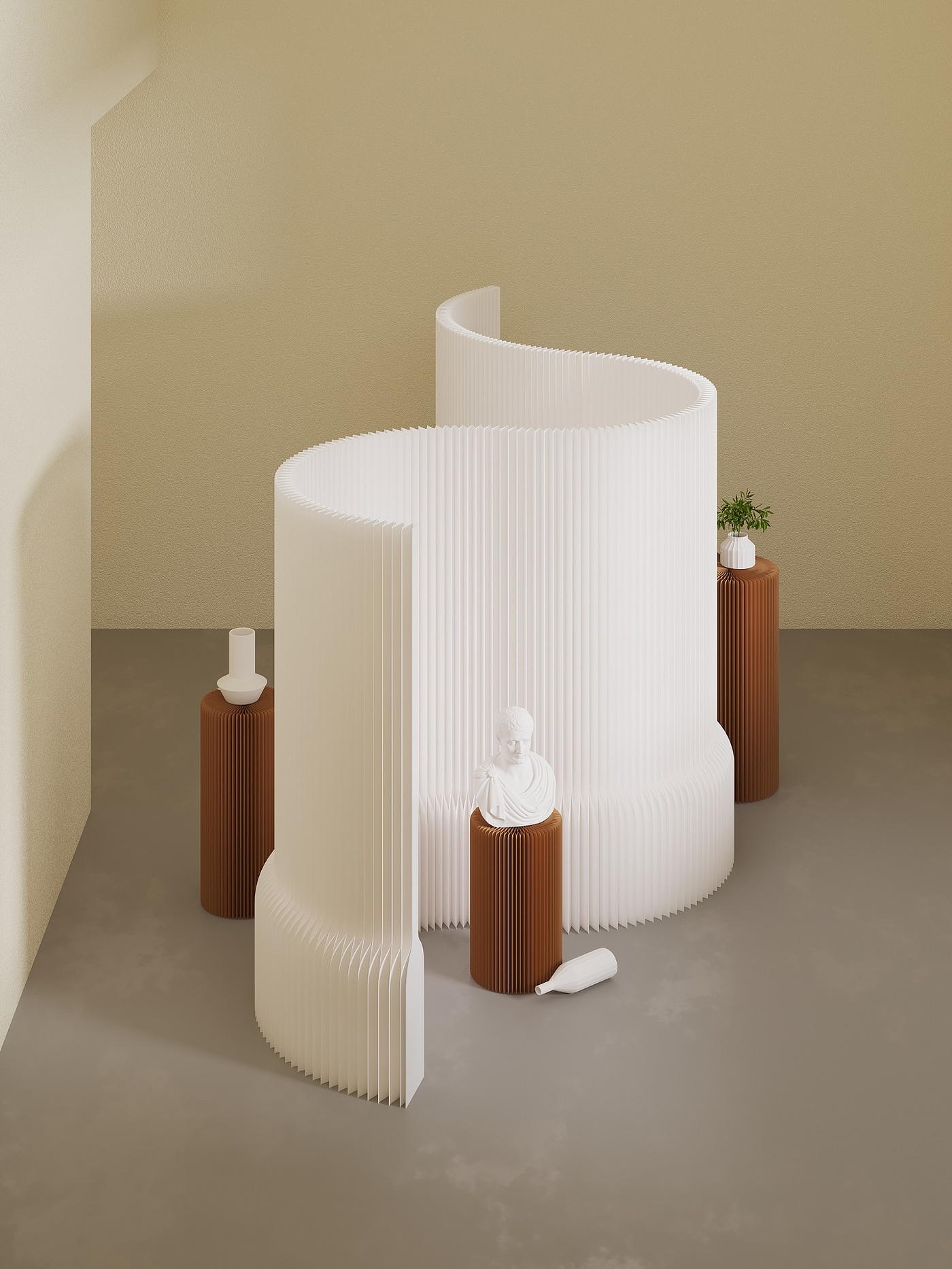 Paper wall，Lightweight screen，Paper furniture，Original design，Changeable shape，Organ paper furniture，Simplicity，