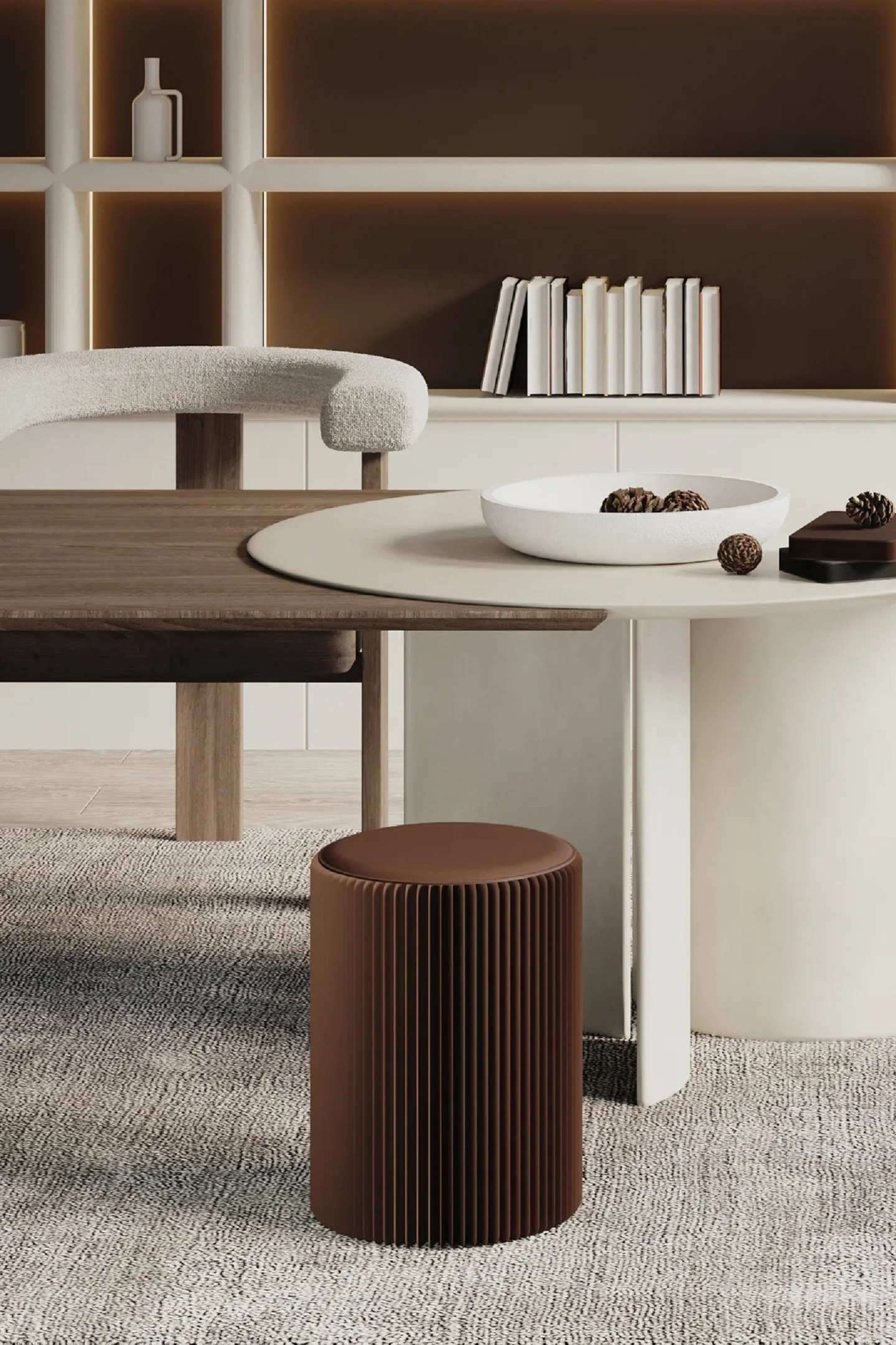 Paper home，Paper stool，Sitting stool，Paper round stool，Original design，Organ paper furniture，Fresh and simple，good-looking，