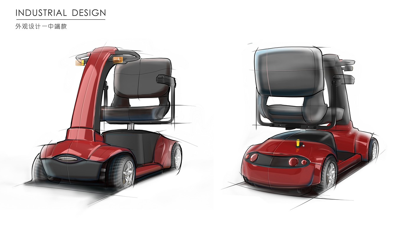 the elderly，Scooter，wheelchair，Electric vehicle，industrial design，Series products，