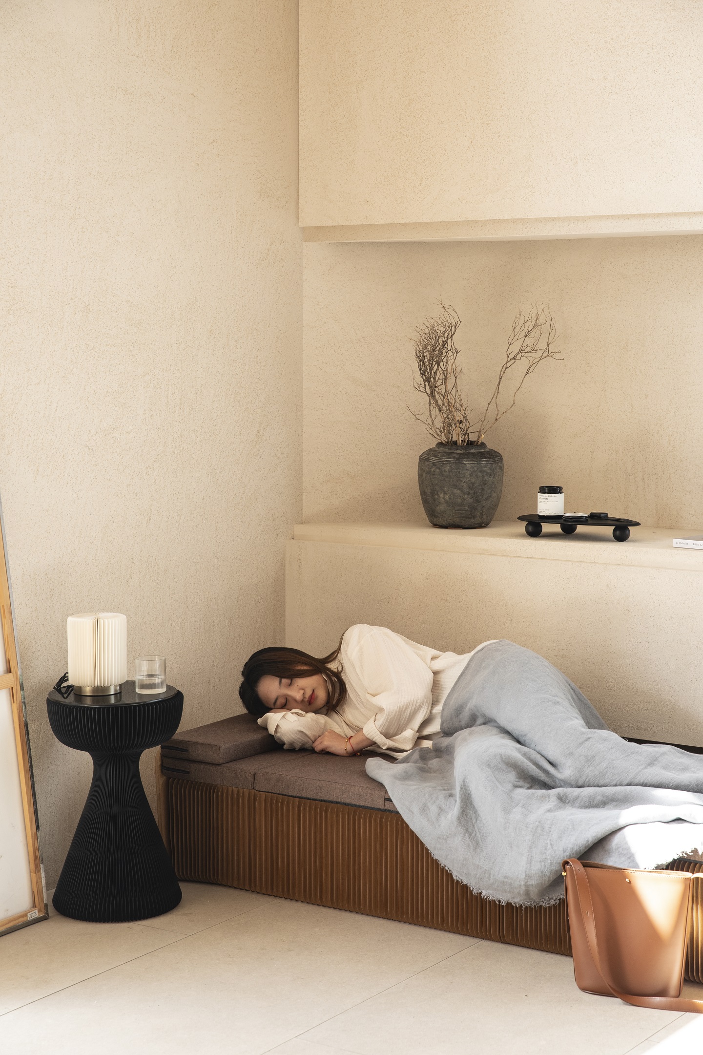 Paper bed，Original design，Organ paper furniture，single bed，Honeycomb Structure ，Paper art creativity，Fresh and simple，Japanese wind，