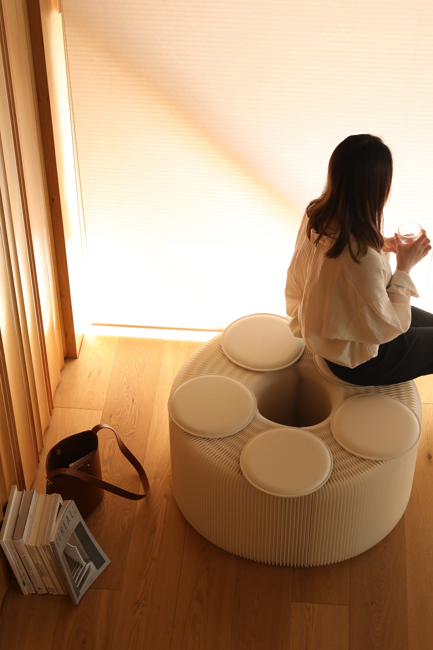 Paper stool，Organ bench，Original design，Nordic Japanese system，Creative stool，Simple and fresh，Space utility，good-looking，