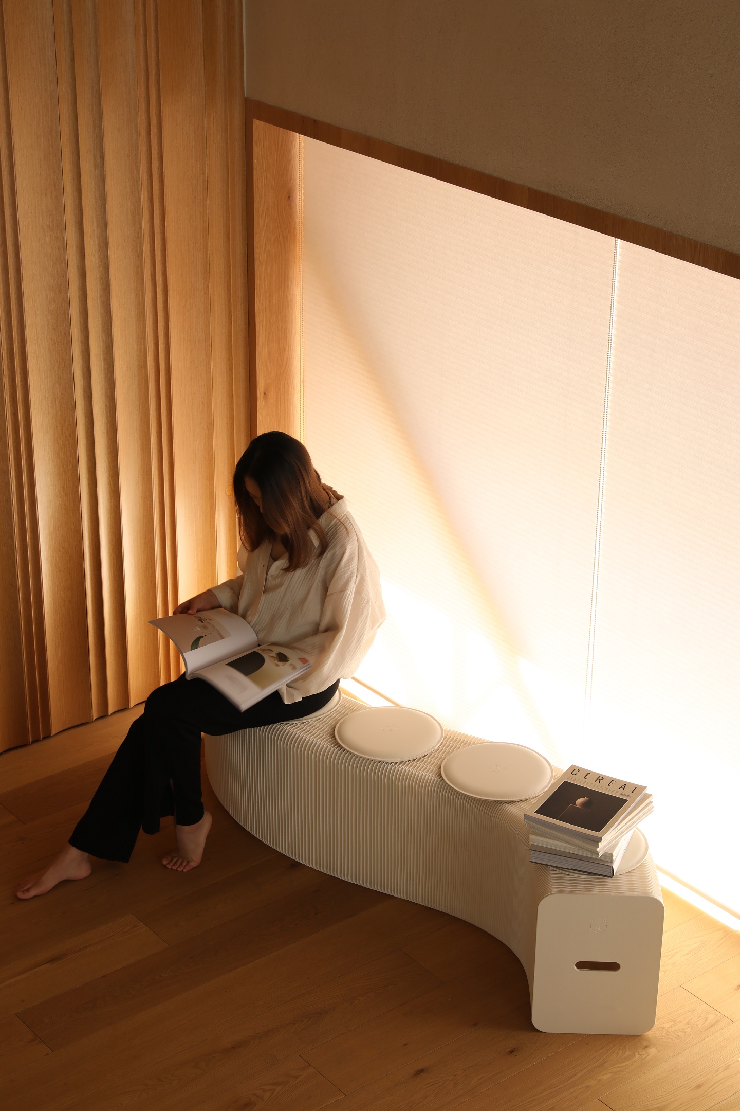 Paper stool，Organ bench，Original design，Nordic Japanese system，Creative stool，Simple and fresh，Space utility，good-looking，