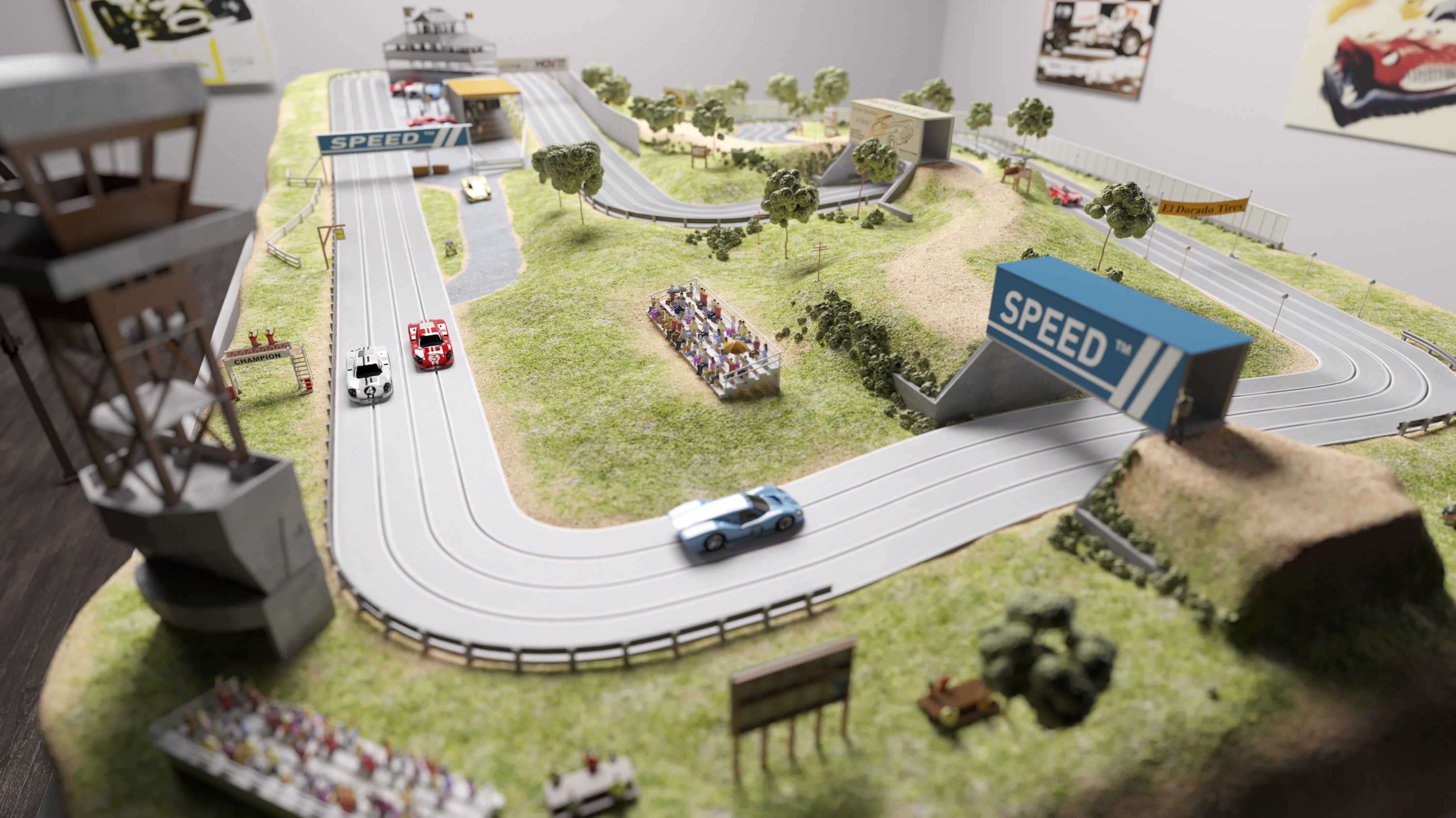 Realistic scene rendering，Toy racing track rendering，Toy track rendering，