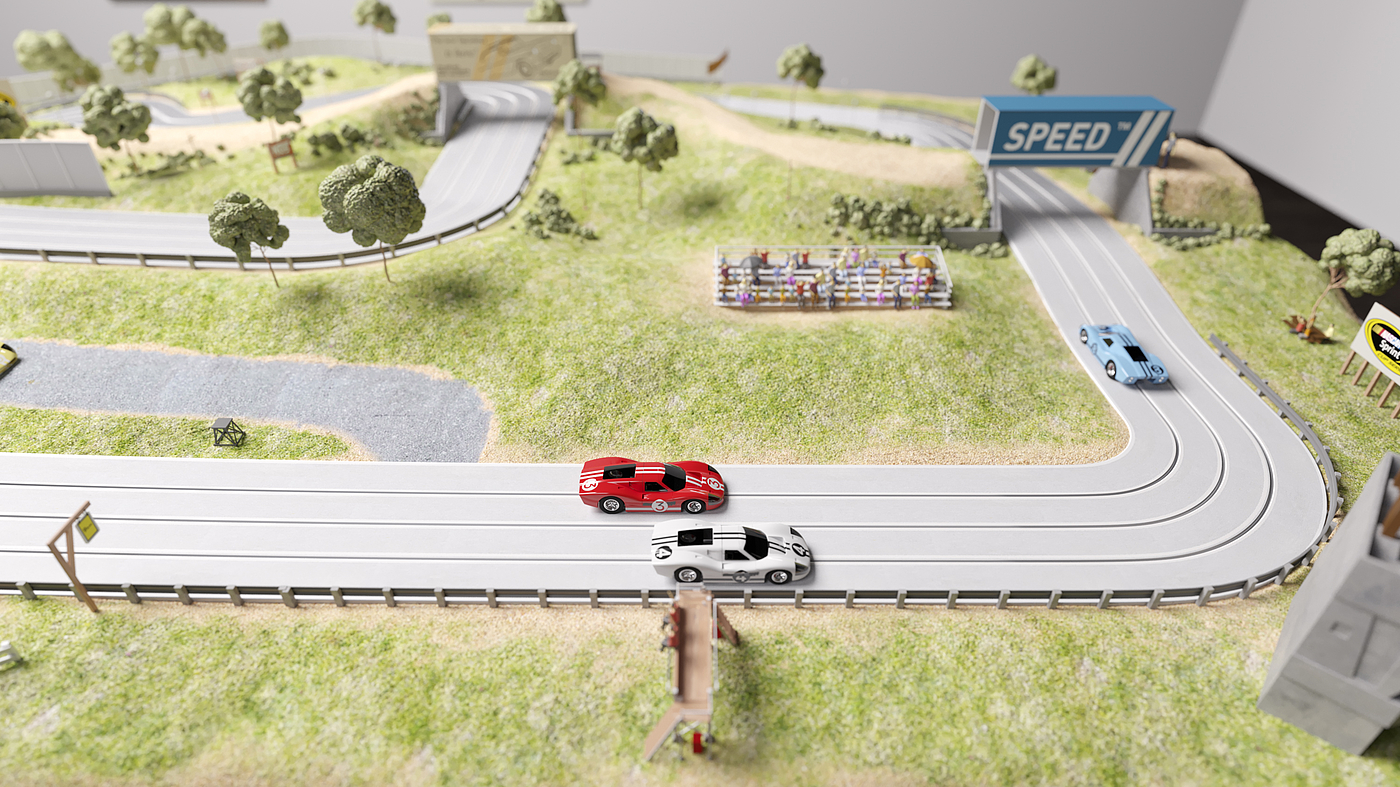 Realistic scene rendering，Toy racing track rendering，Toy track rendering，