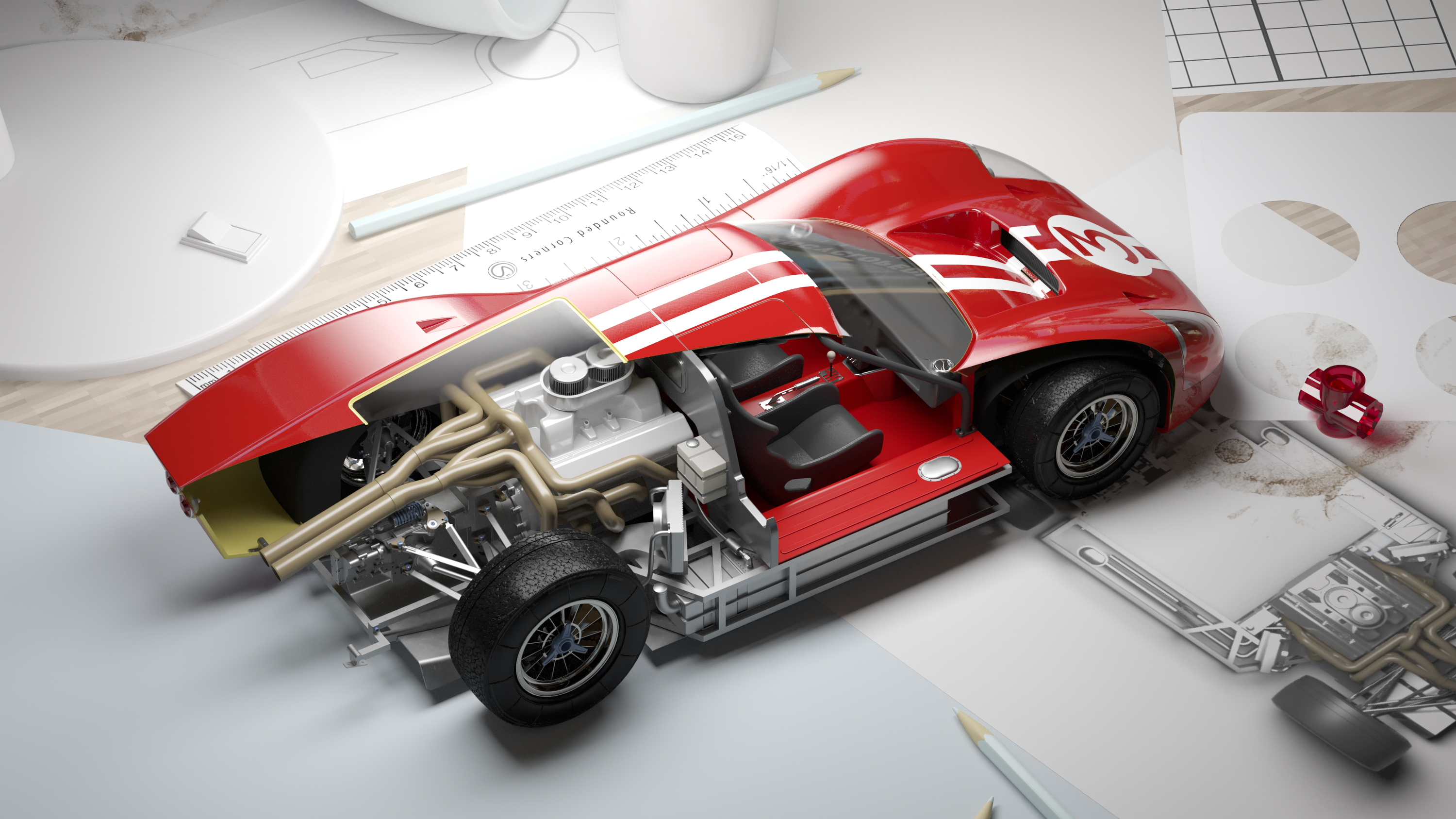 Realistic scene rendering，Toy racing track rendering，Toy track rendering，