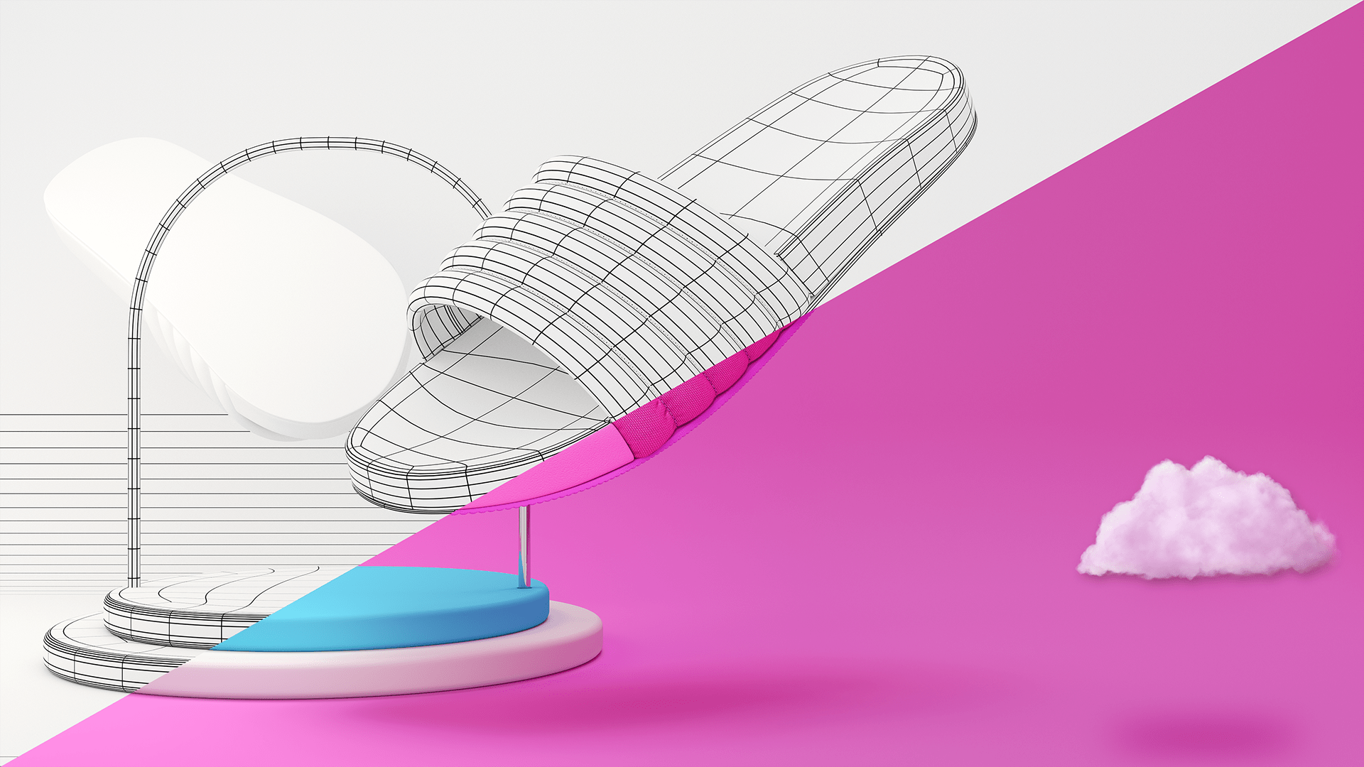 Madeira 3d，Pink，slipper，3D modeling，