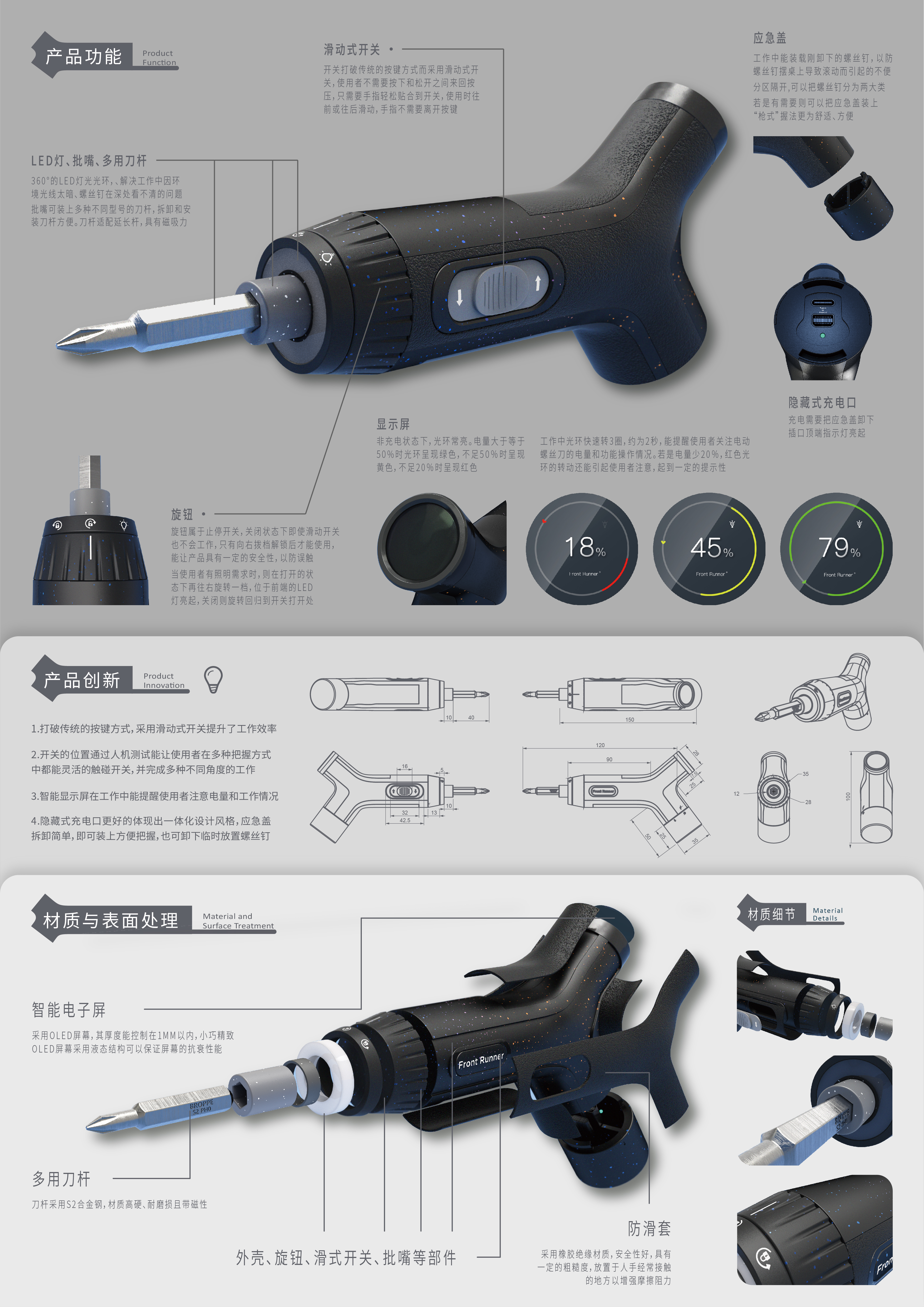 Electric screwdriver，Ergonomics，Perceptual blood supply，Optimize experience，Innovative，
