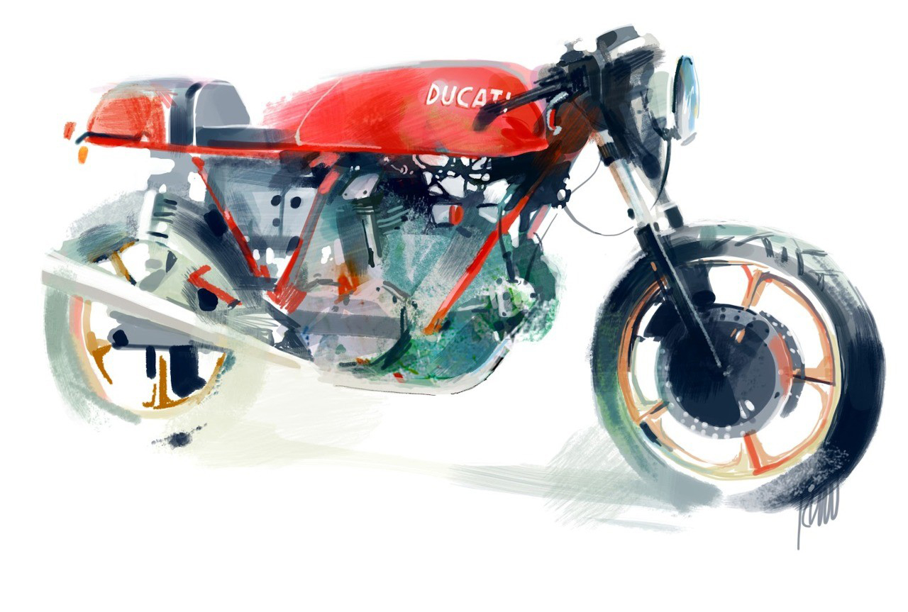 New vision，automobile，motorcycle，Hand drawn renderings，