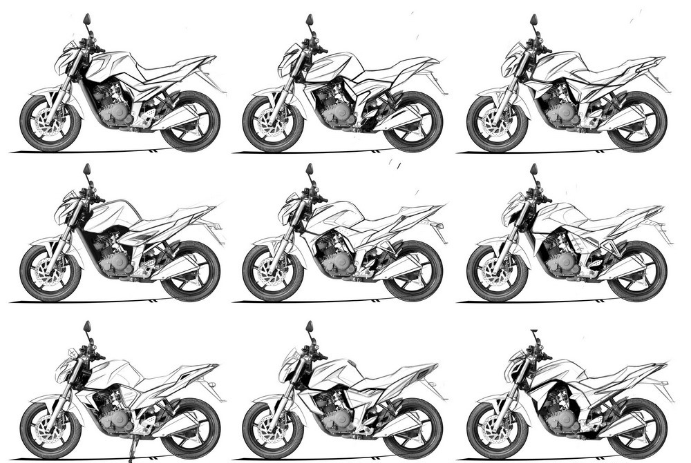 Hand drawn motorcycle，Longxin，CR5，Sports and leisure locomotive，