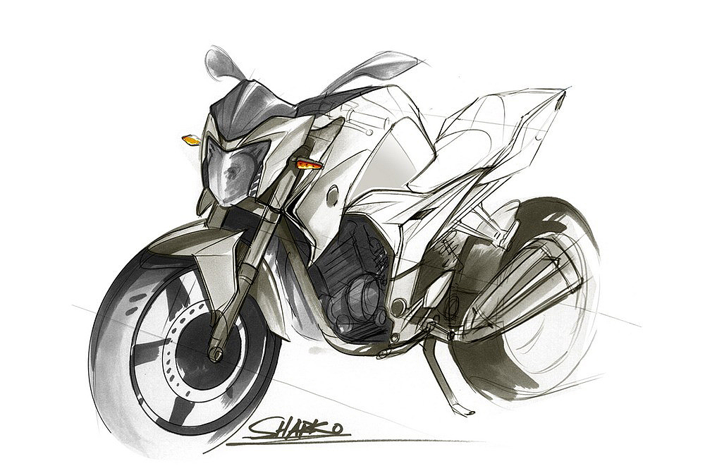 Hand drawn motorcycle，Longxin，CR5，Sports and leisure locomotive，