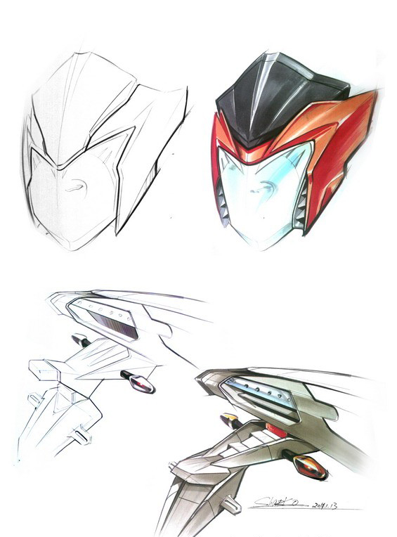 Hand drawn motorcycle，Longxin，CR5，Sports and leisure locomotive，