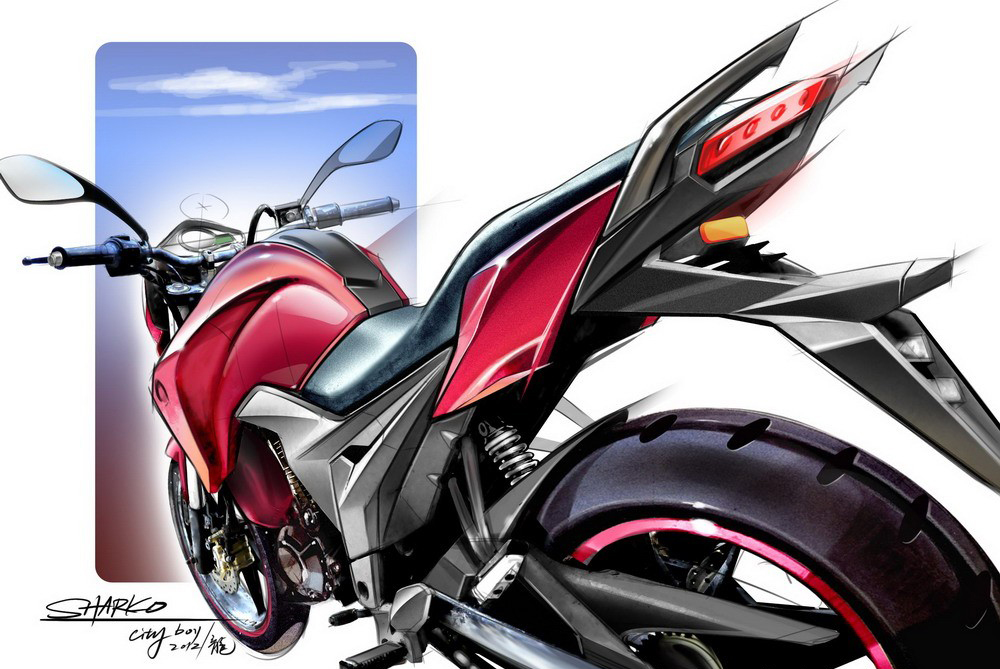 Hand drawn motorcycle，Longxin，CR5，Sports and leisure locomotive，