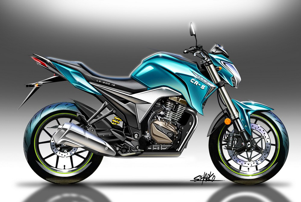 Hand drawn motorcycle，Longxin，CR5，Sports and leisure locomotive，