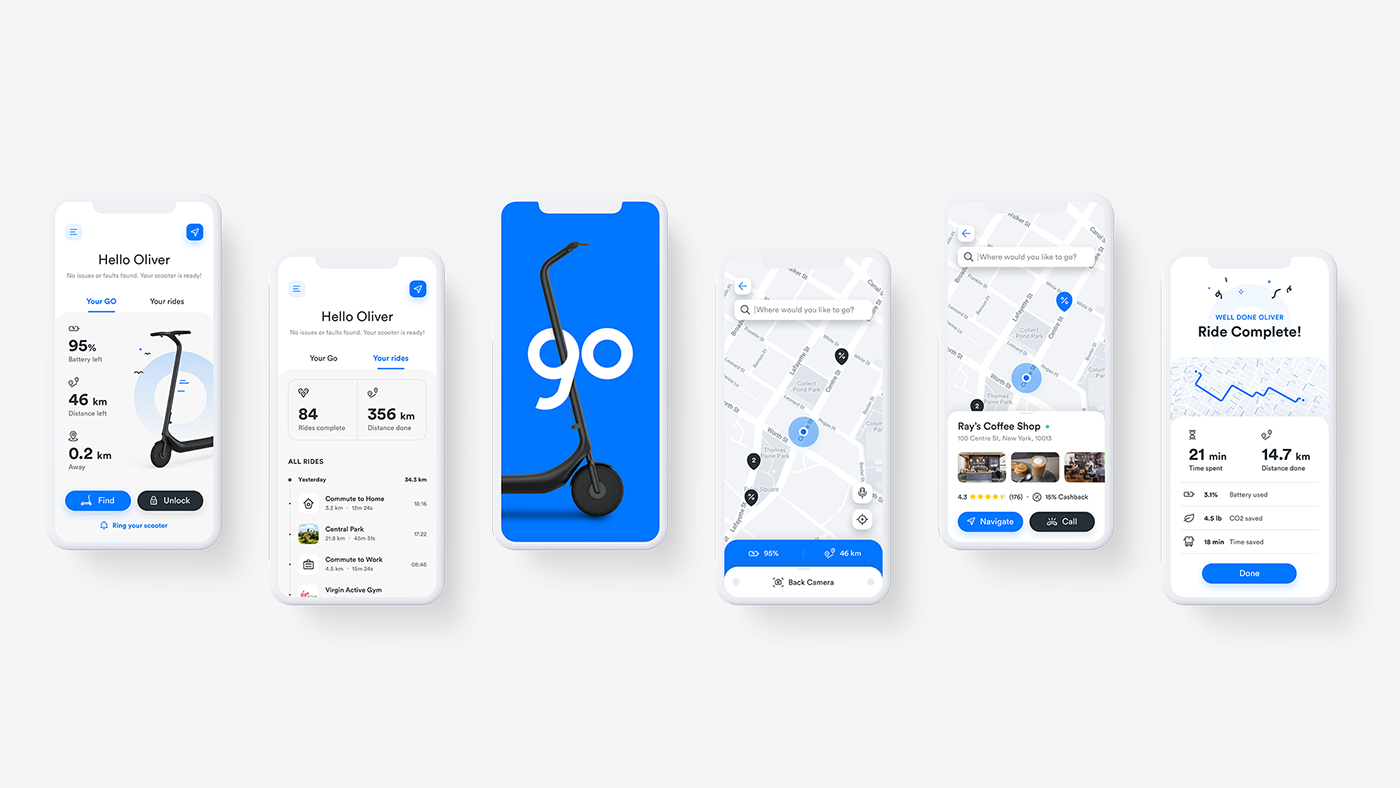 go，Electric scooter，Mobile traffic UI，