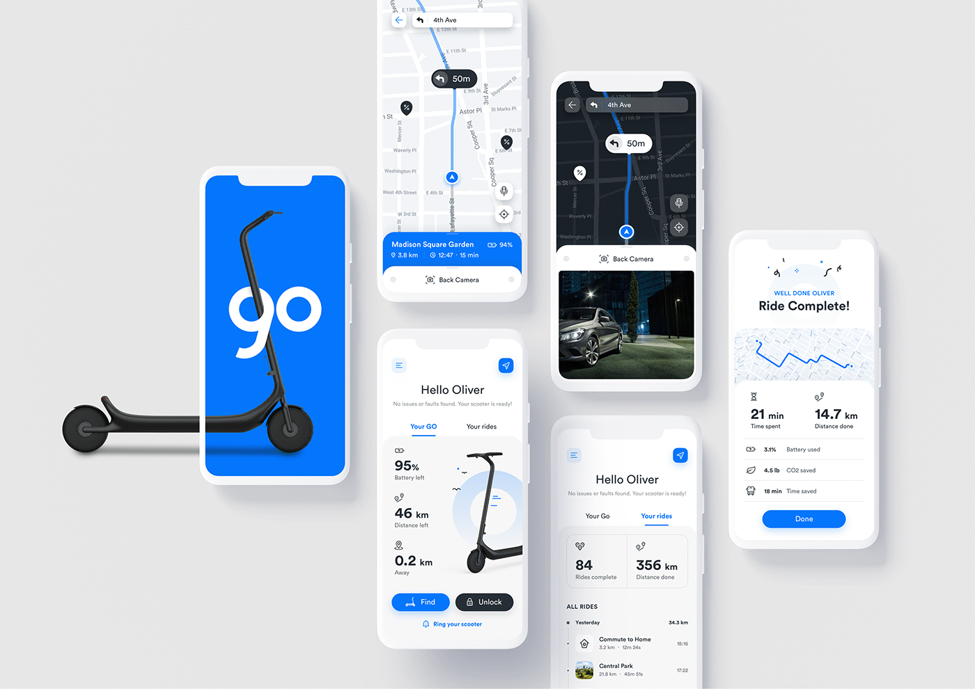 go，Electric scooter，Mobile traffic UI，
