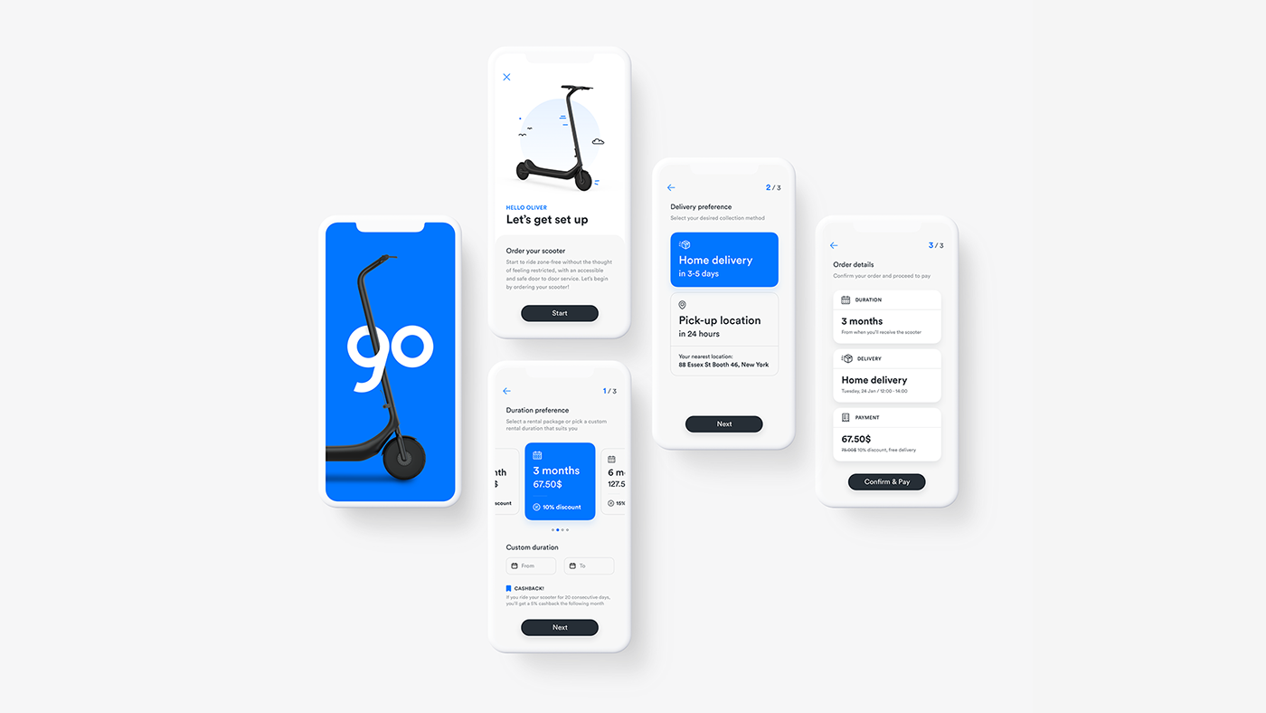 go，Electric scooter，Mobile traffic UI，