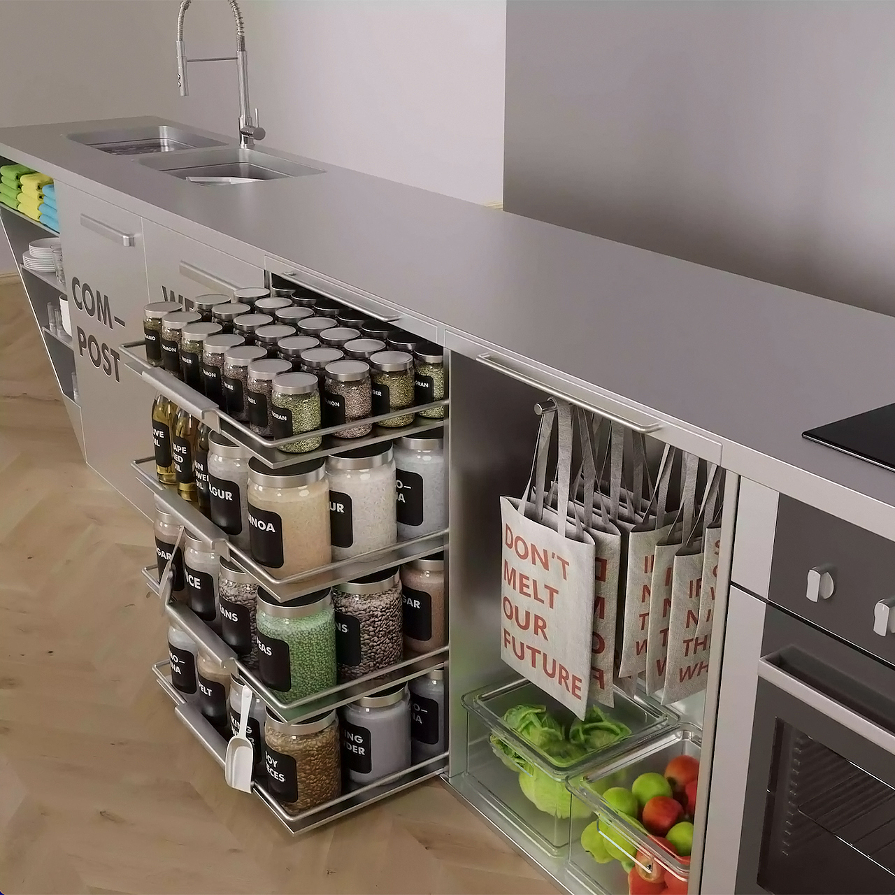 kitchen，Zero waste，stainless steel，Minimalism，