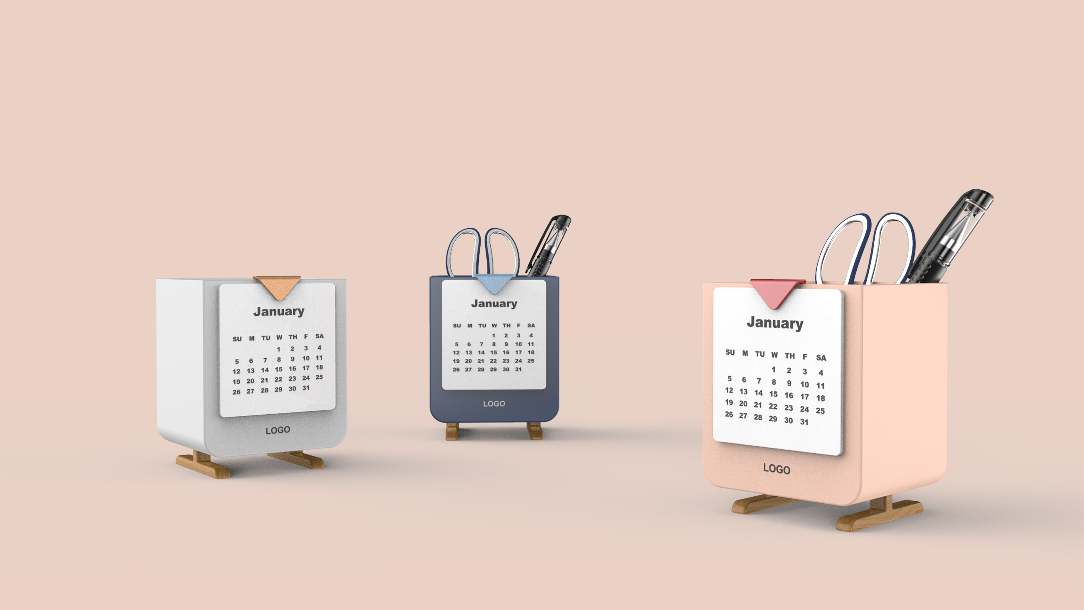 Desk calendar，pen container，Receive，