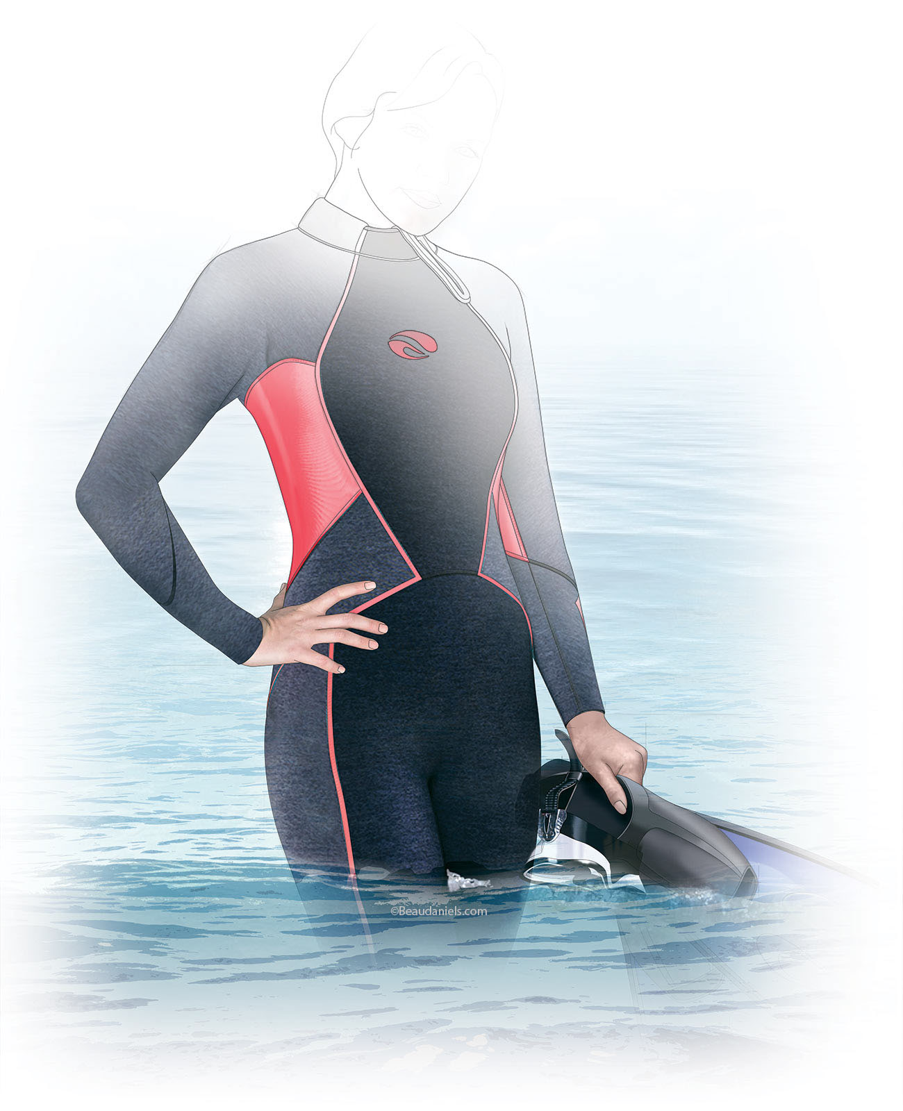 diver，diving，Diving Goggles，Oxygen tube，motion，