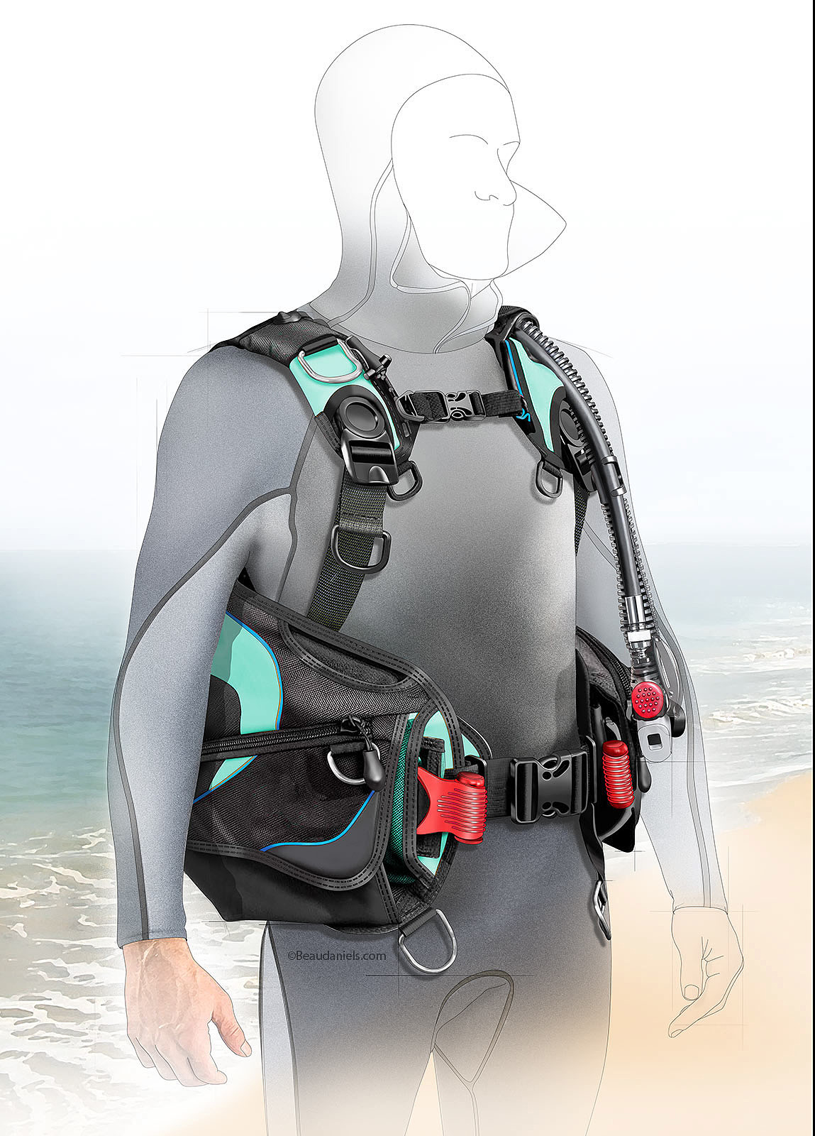 diver，diving，Diving Goggles，Oxygen tube，motion，