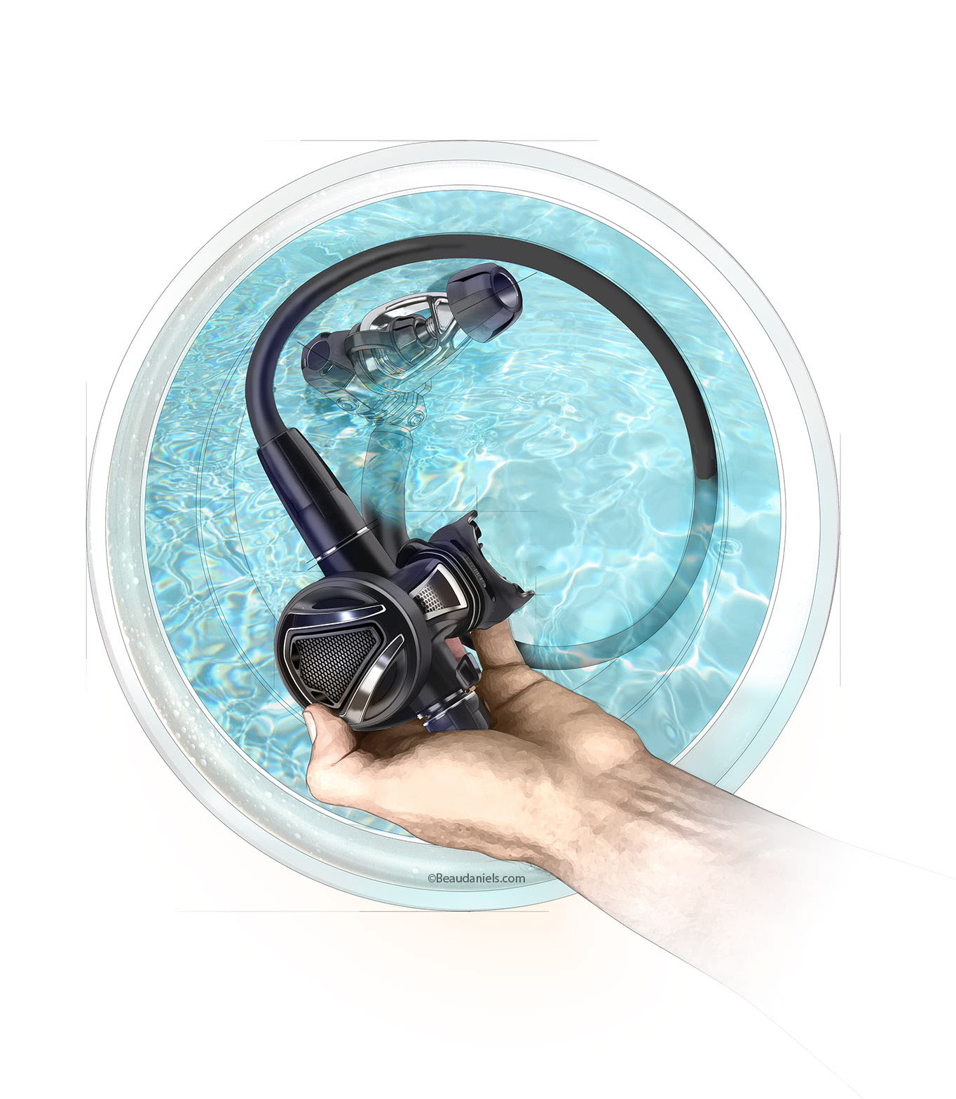 diver，diving，Diving Goggles，Oxygen tube，motion，