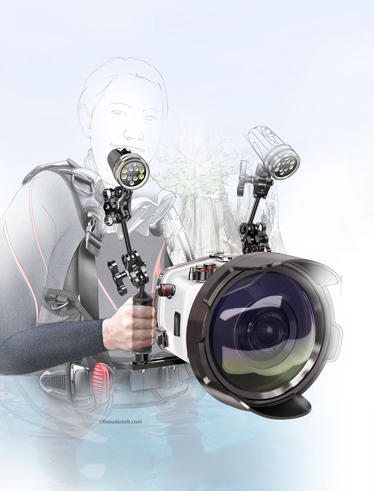 diver，diving，Diving Goggles，Oxygen tube，motion，