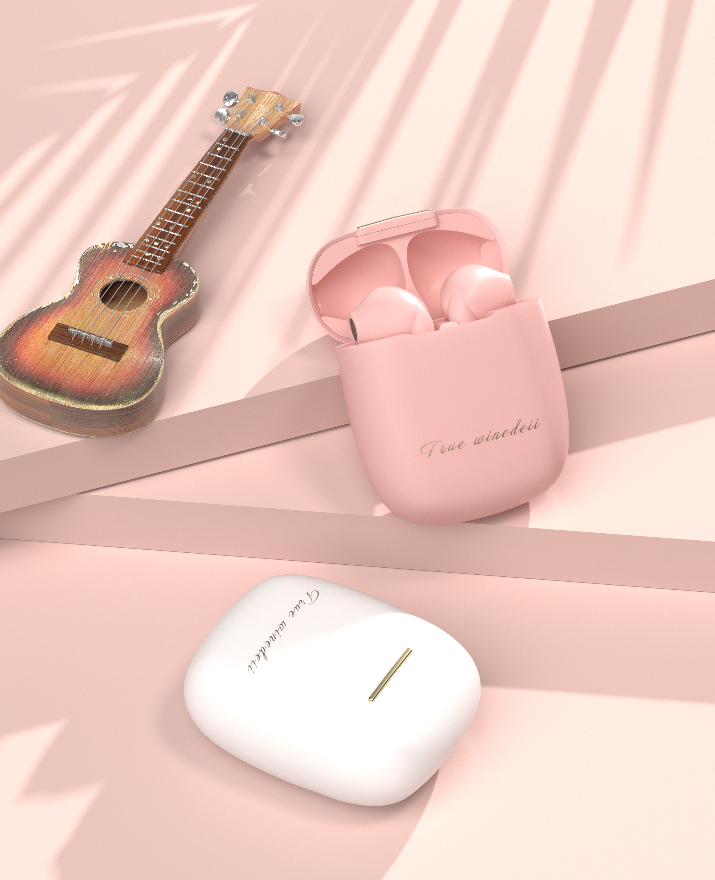 Bluetooth headset，Scene rendering，Realistic scene，Chicken eating scene，