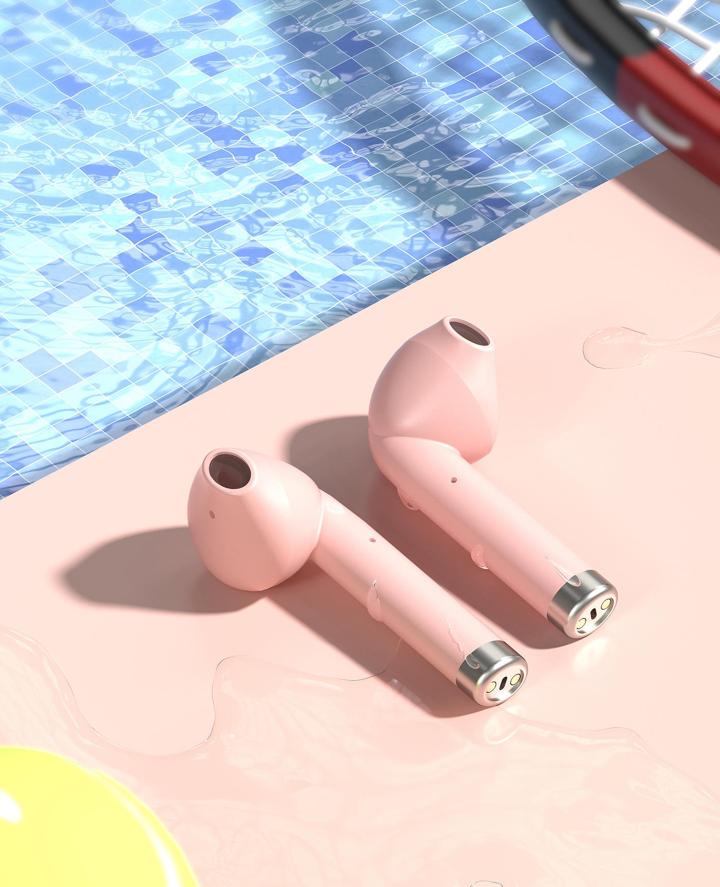 Bluetooth headset，Scene rendering，Realistic scene，Chicken eating scene，