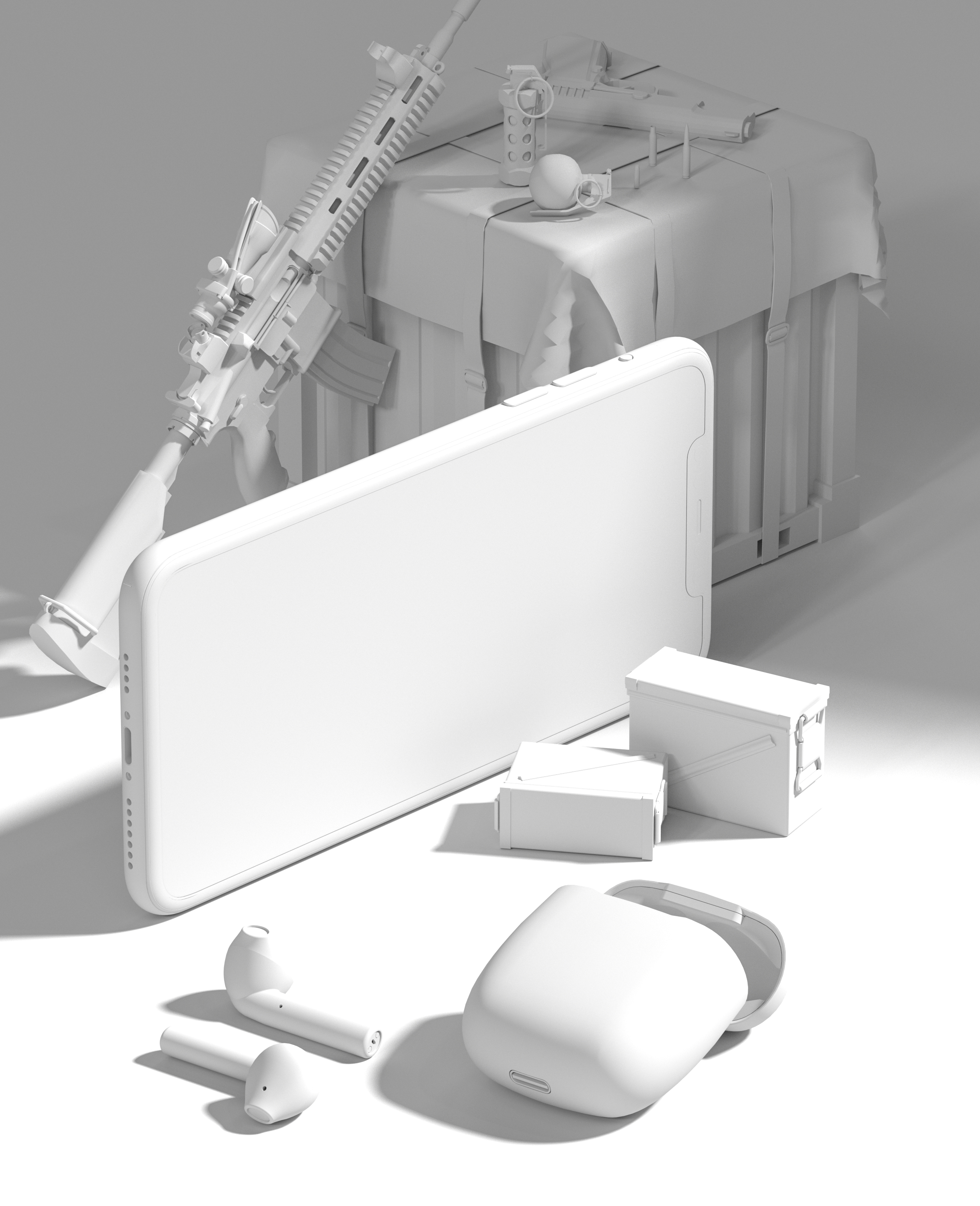 Bluetooth headset，Scene rendering，Realistic scene，Chicken eating scene，