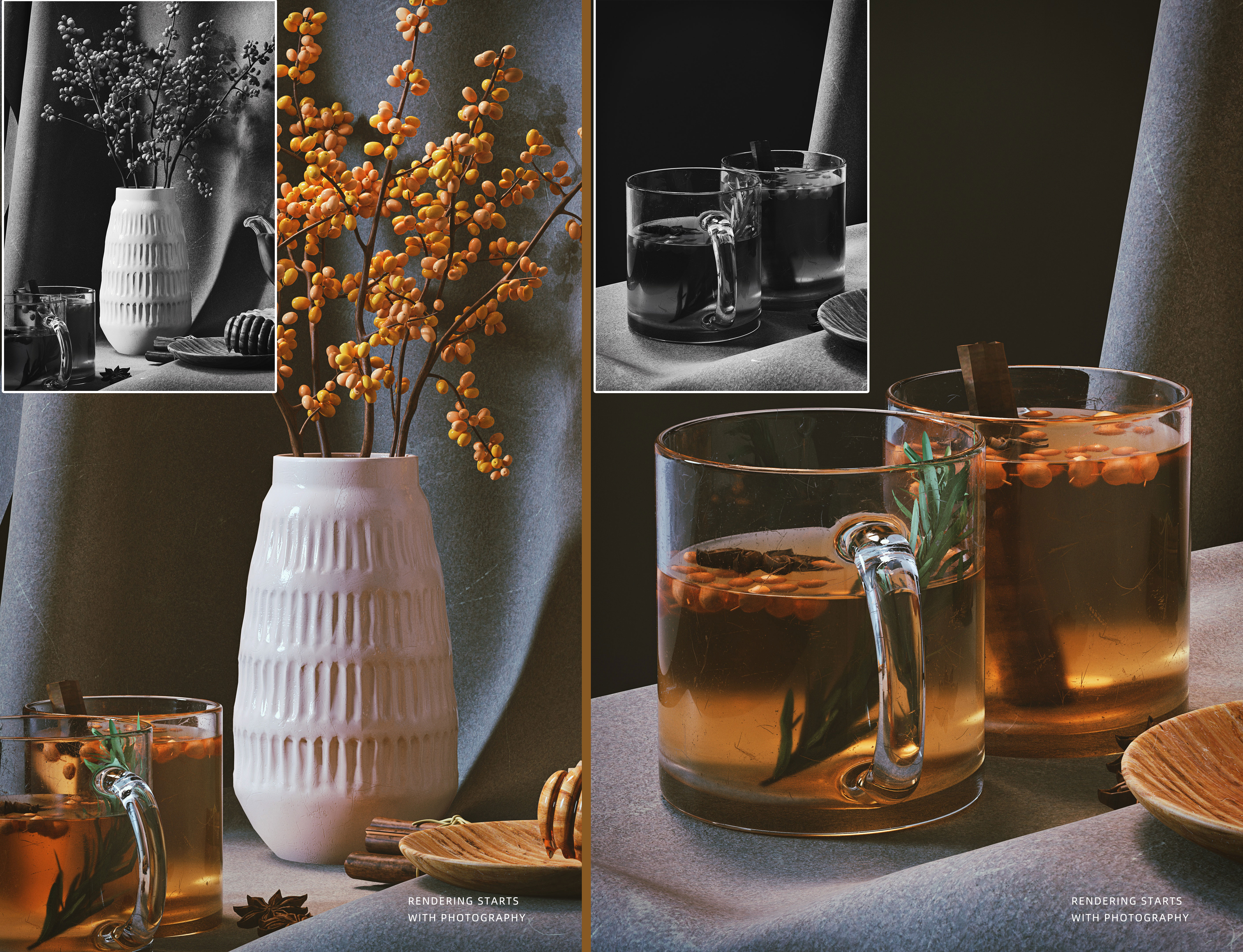 BLENDER，cycles，3D rendering，Realistic，still life，Sketch，