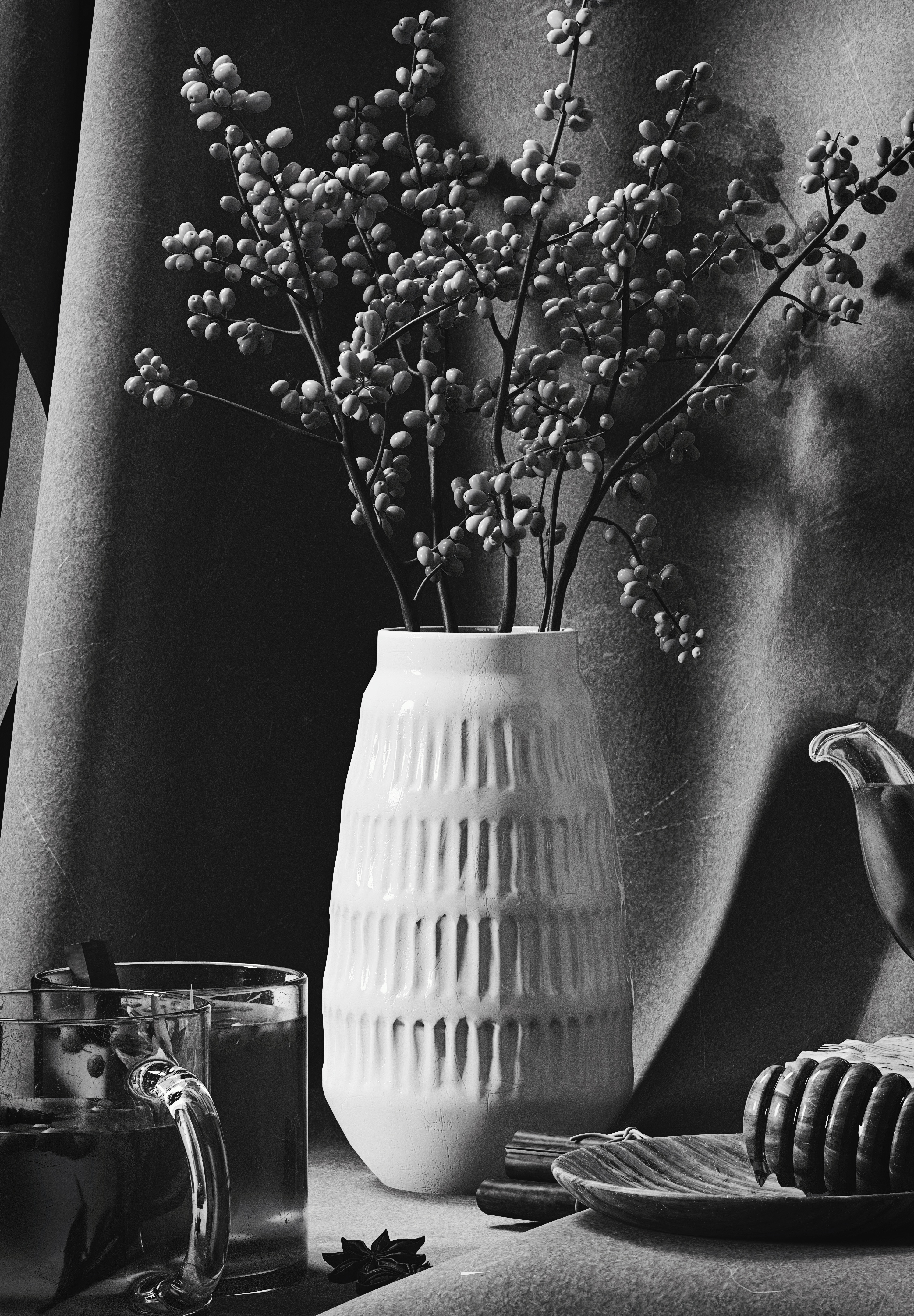 BLENDER，cycles，3D rendering，Realistic，still life，Sketch，