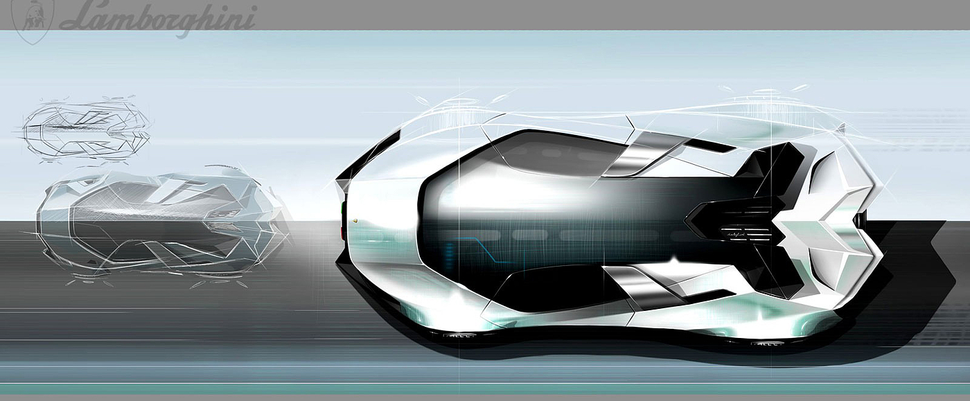 design sketch，Sports car，Lamborghini，Diamante，