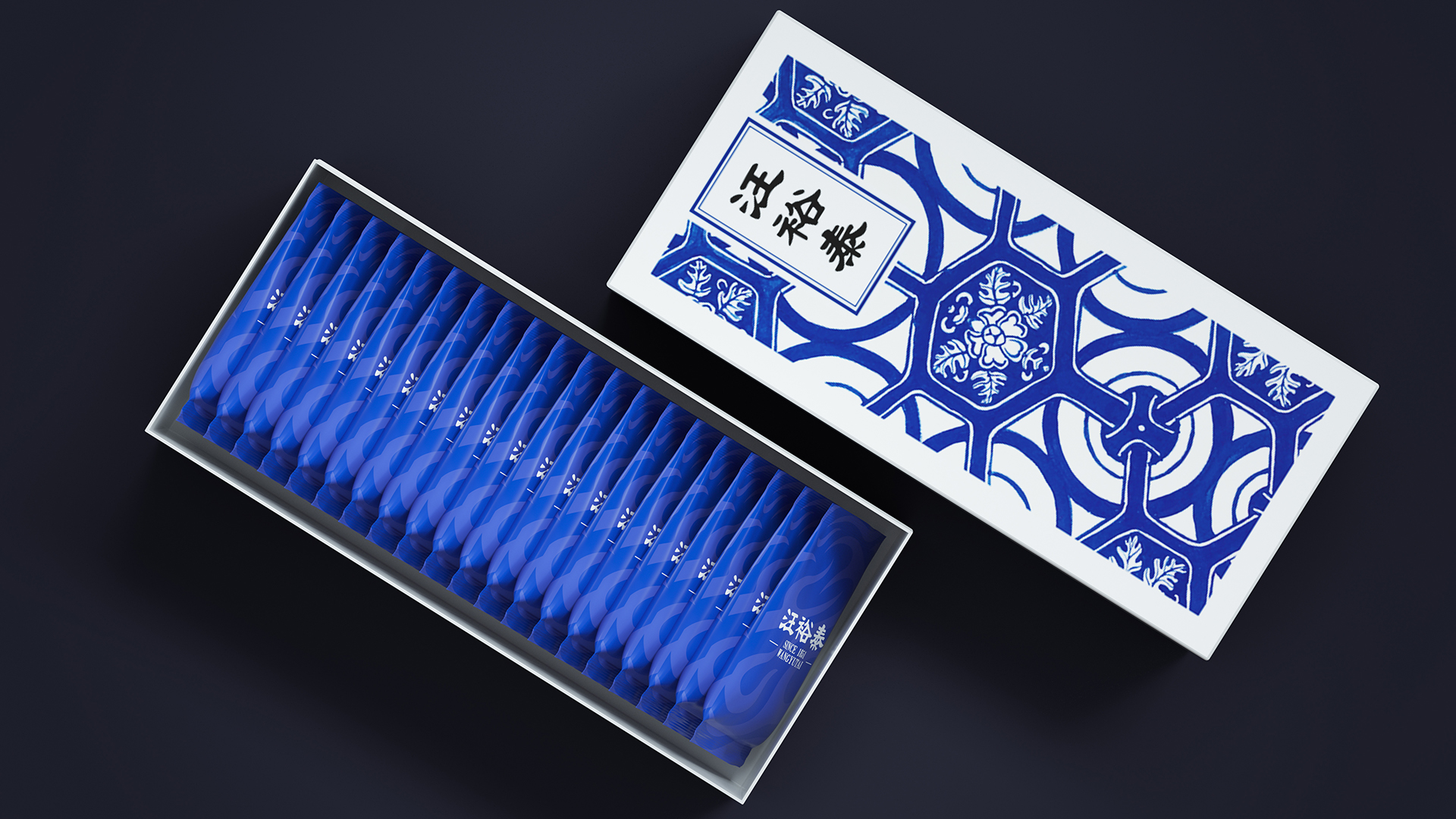 Brand design，Whole case design，Wang Yutai，blue and white porcelain，Integration of China and the West，Famous porcelain craft，Tea making technology，Chinese traditional elements，