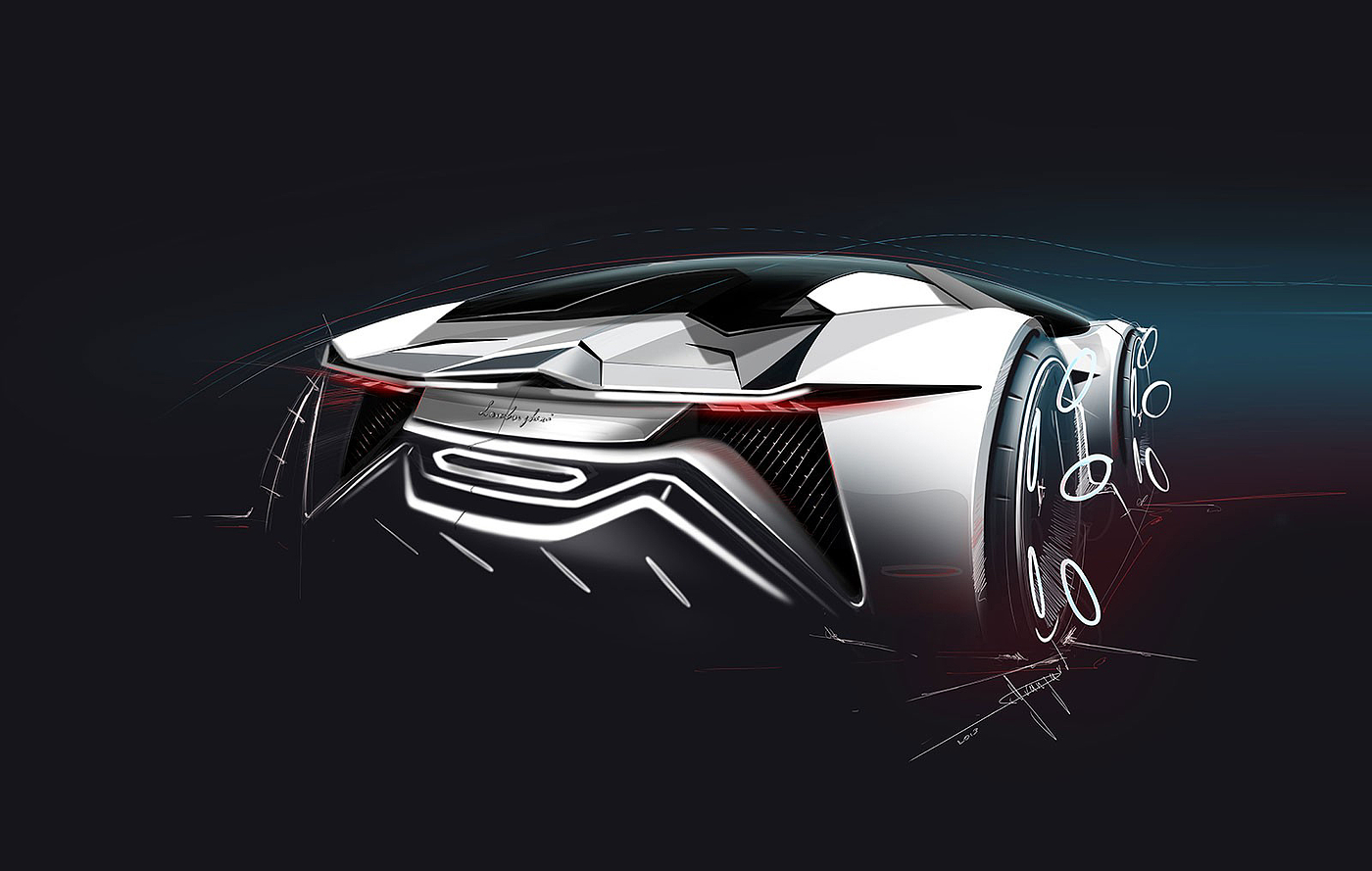 design sketch，Sports car，Lamborghini，Diamante，