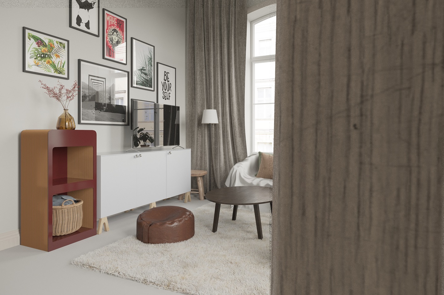 Organ bucket cabinet，Paper home，Original design，B & B decoration，Trendy TV cabinet，Another bedside table，Environmental protection materials，good-looking，