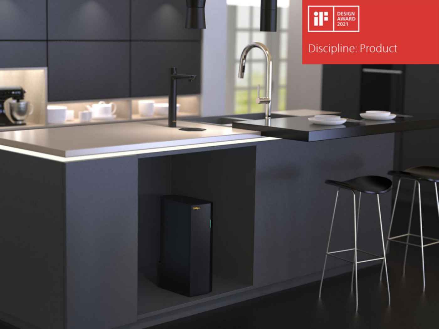 industrial design，Congregan Culligan，Little black dragon，Filter instant heating faucet，Integrated machine under cabinet，Smart kitchen，Domestic drinking water system，2021 if product award，