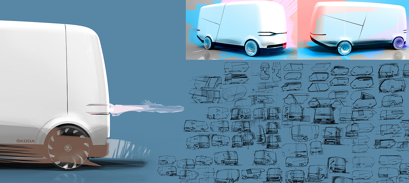 Automobile design，nomadic，digital nomad ，to work in an office，Van，